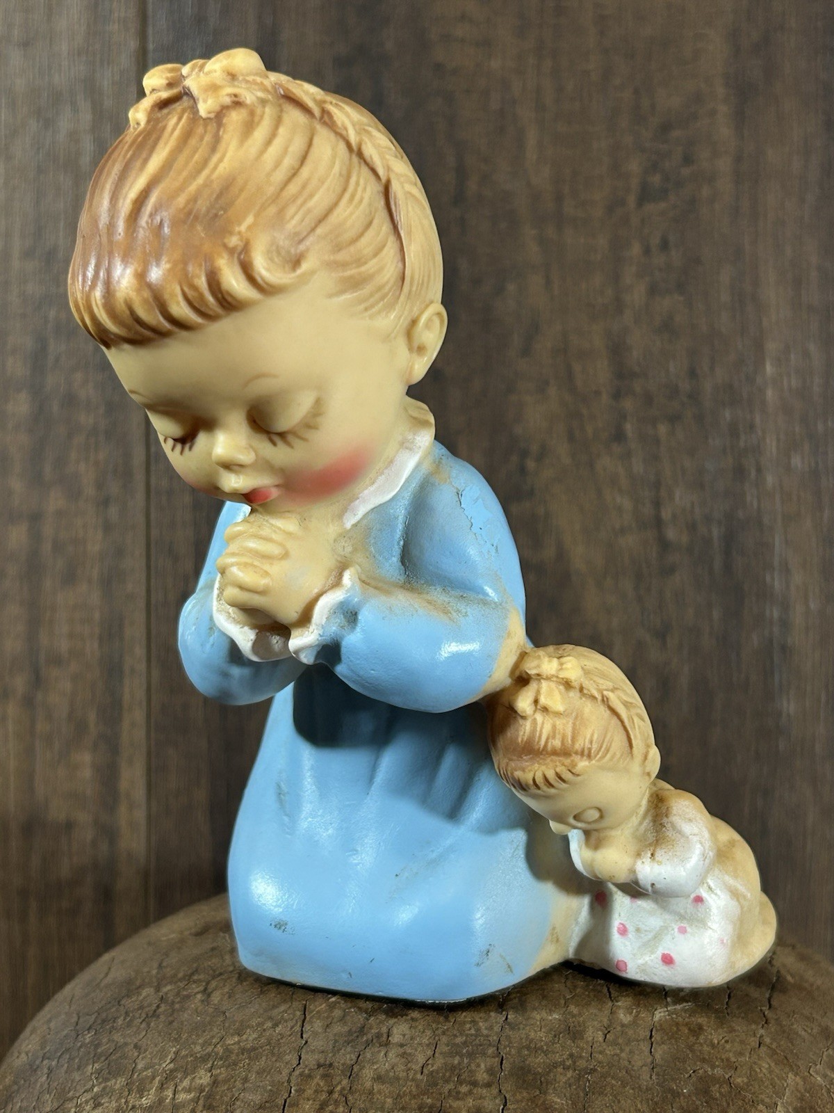 VTG Bonnytex Co. Girl Evening Praying W/Baby Rubber Vinyl  1950s 1960s  Goebel