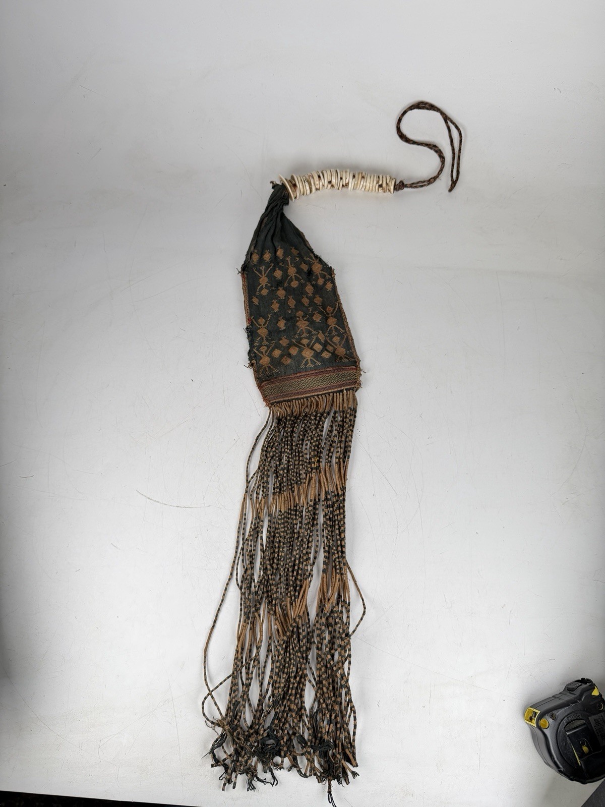 Museum Antique 19th C Timor Tribal Ikat Bag Shell Currency Conus Money Sarek