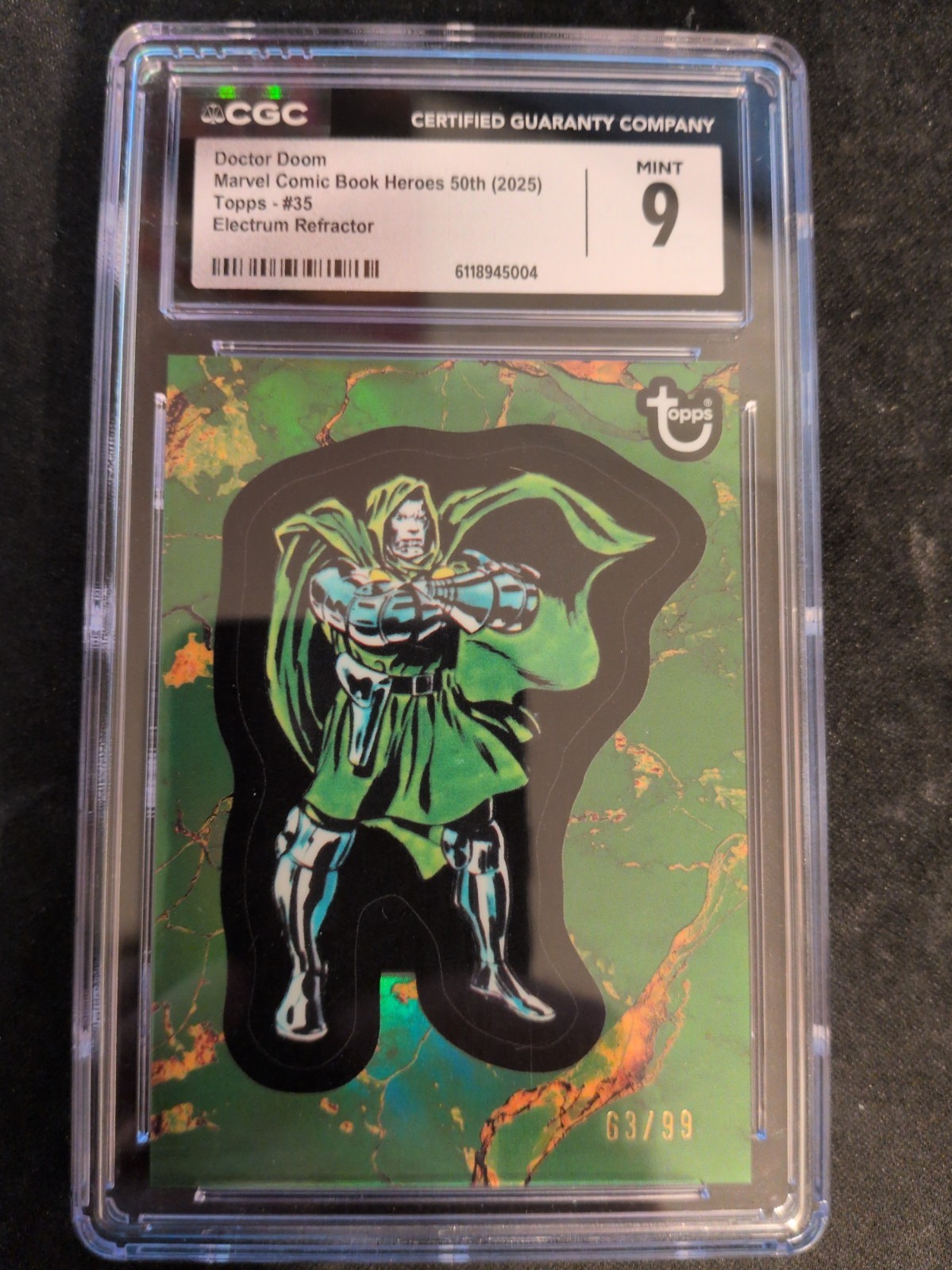 2025 Topps Marvel 1976 Comic Book Heroes Doctor Doom #35 Green Refractor /99 2025 Topps Marvel 1976 Comic Book Heroes Doctor Doom #35 Green Refractor /99