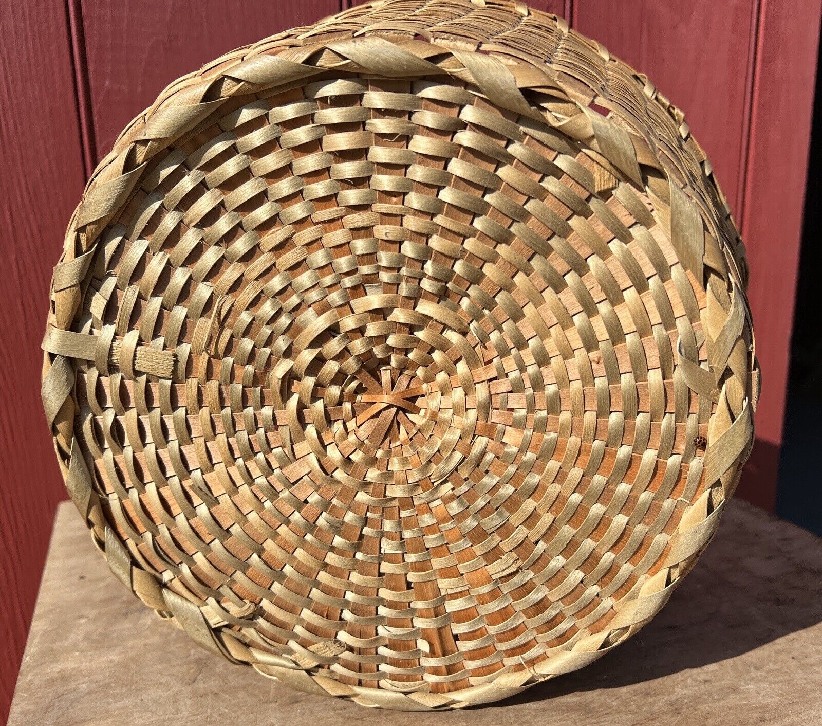 antique shaker splint ash Berry Basket w handle nice patina great shape