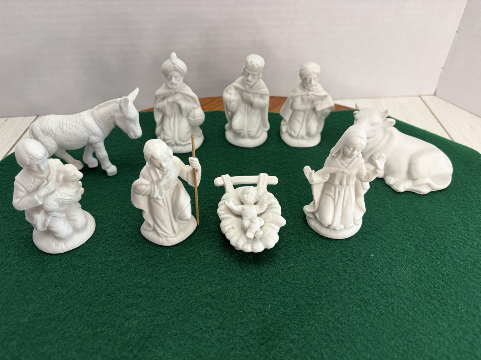 VTG Nativity Set 9 Piece Bisque/Porcelain White Matte  - Stamped Germany
