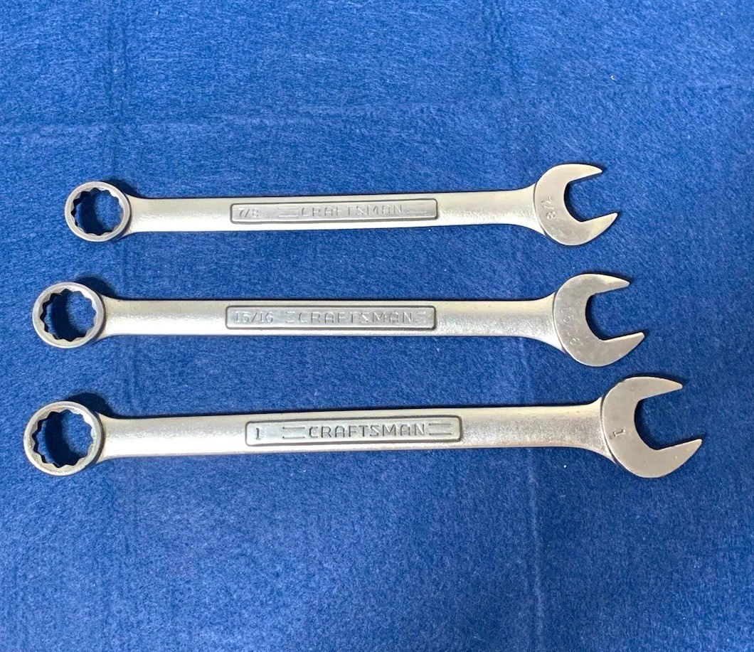 Vintage Craftsman USA Wrench Set 3 Pc SAE Raised Panel 7/8 15/16 1\