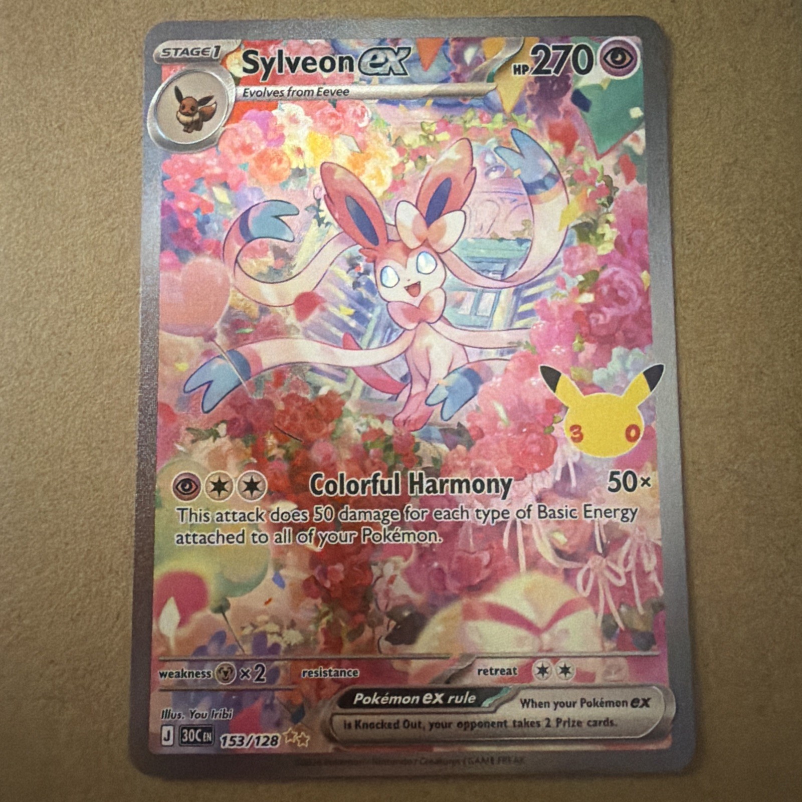 Sylveon EX Pokemon TCG 30th Celebration 153/128 Special Illustration Rare Sylveon EX Pokemon TCG 30th Celebration 153/128 Special Illustration Rare