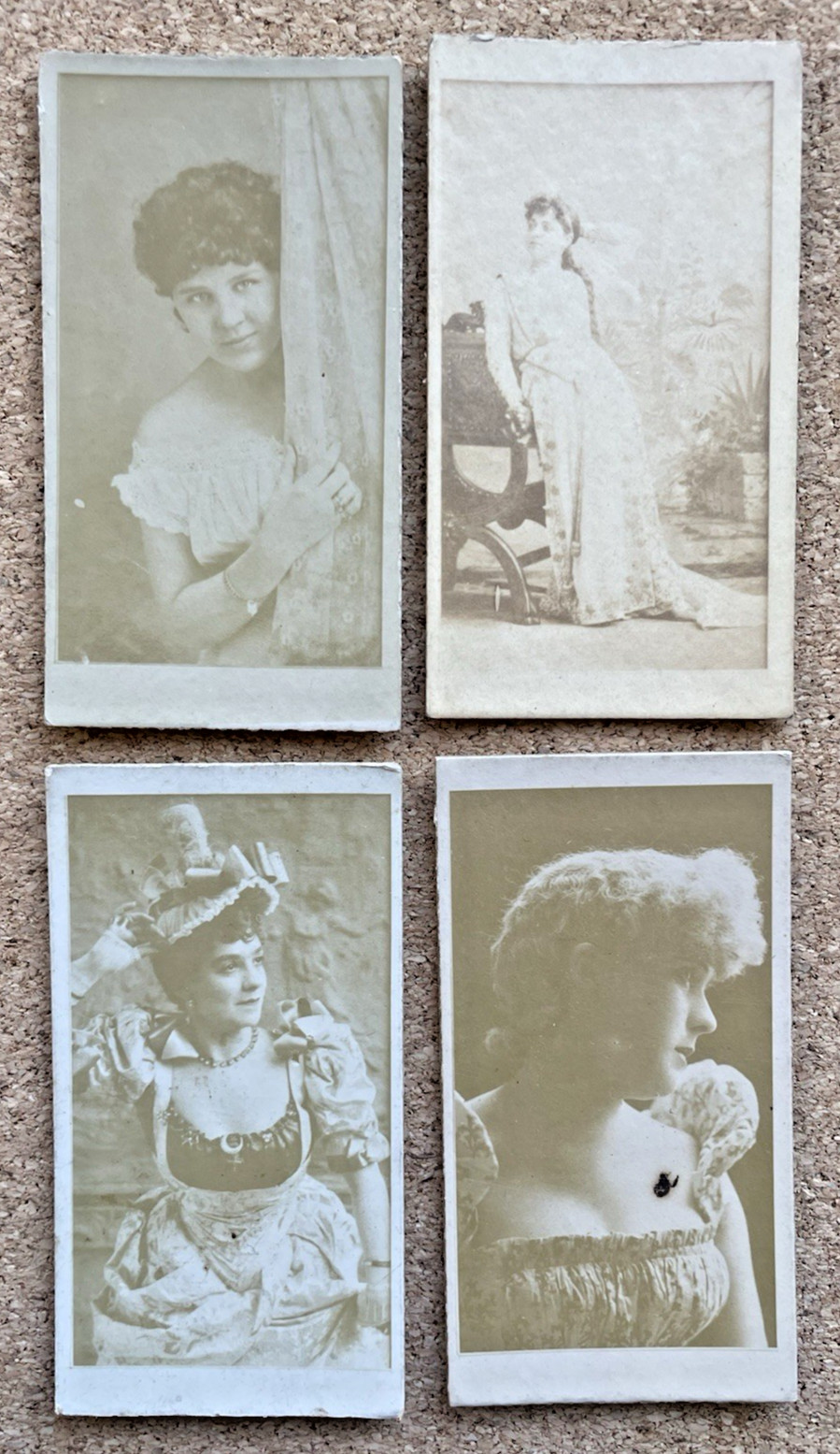1890 N245 ? Kinney?  Actor & Actress Tobacco Cards - Lot x four (4) Different