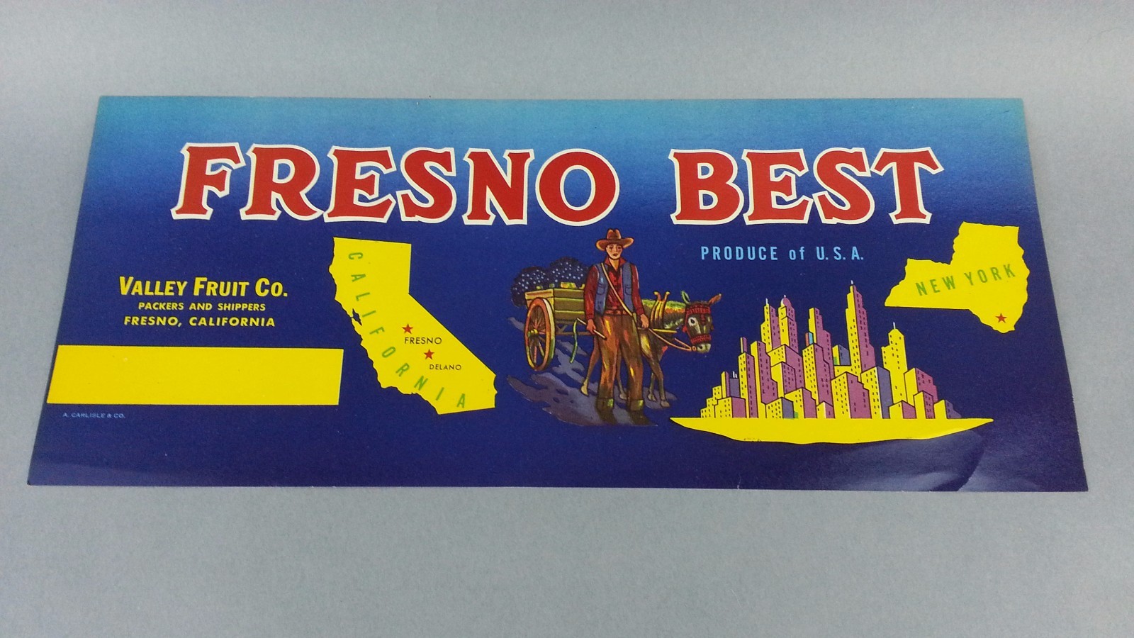 10 Original Vintage  Dead Stock FRESNO BEST Valley Fruit Paper Crate Label