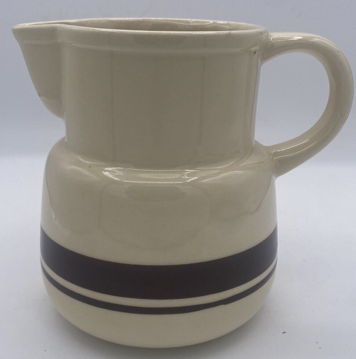 Vintage McCoy pottery Pitcher Jug Tan & Brown Banded 6\ Vintage McCoy pottery Pitcher Jug Tan & Brown Banded 6\