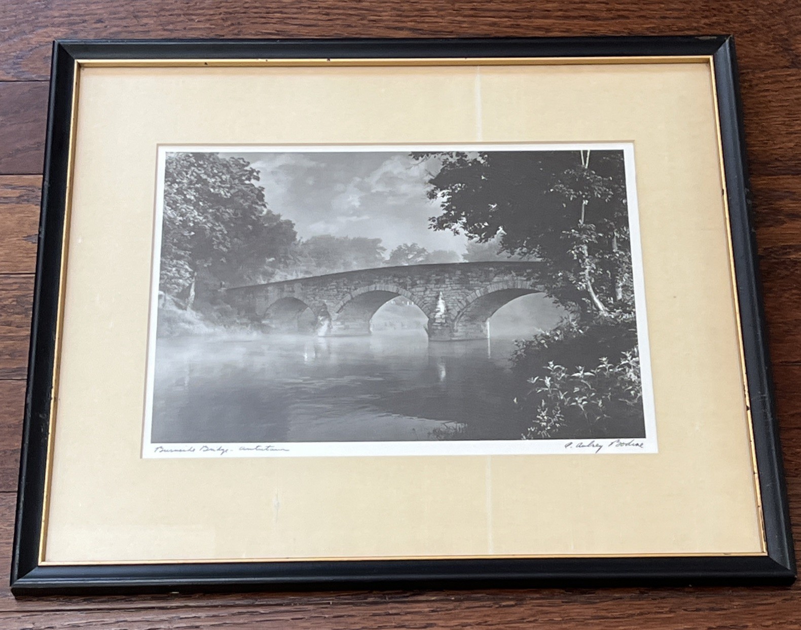 A. Aubrey Bodine Framed B&W Photograph Burnside Bridge Antietam Signed Vintage