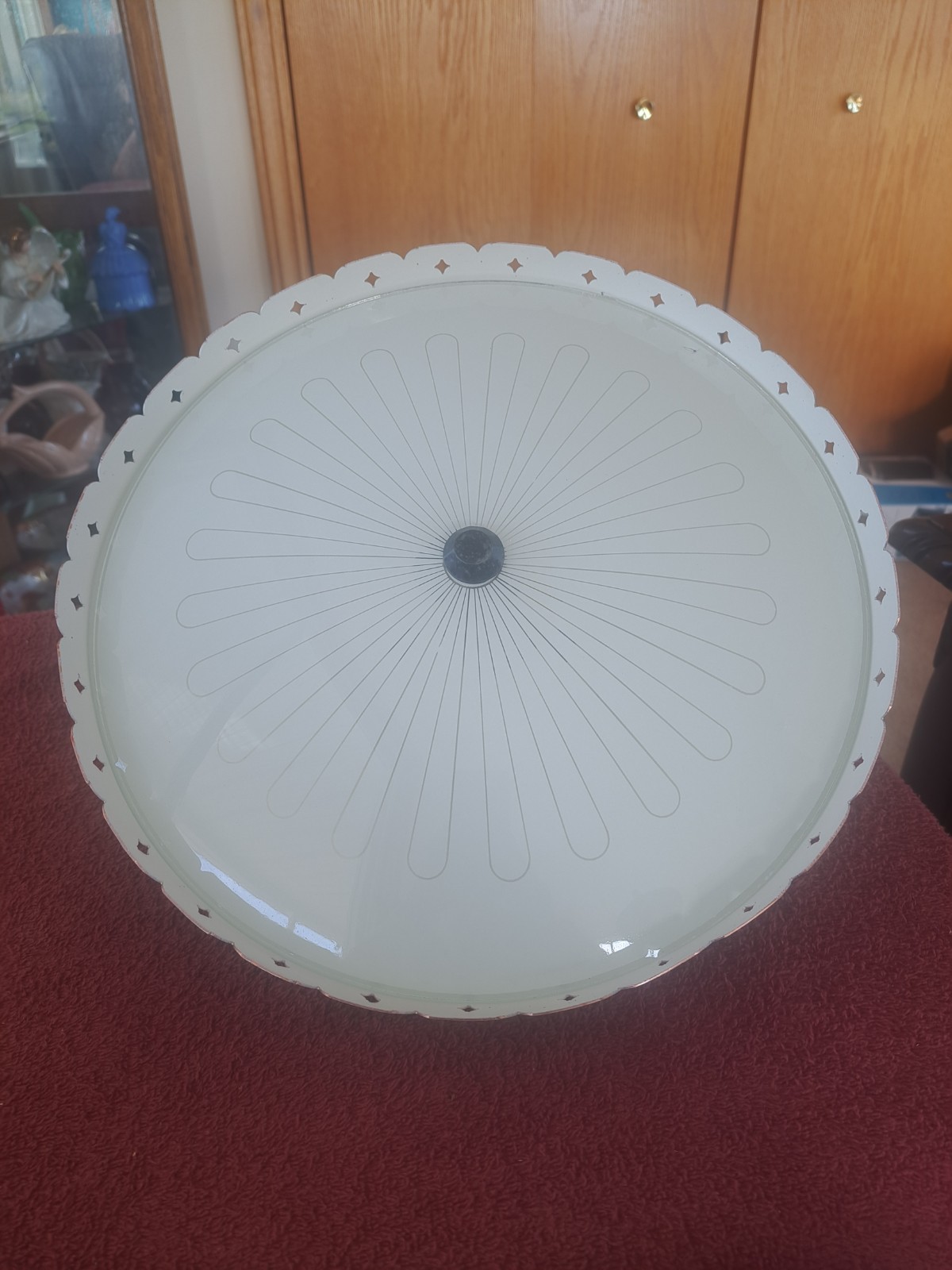 Atomic Starburst Saucer MCM Vintage Copper Tone Ceiling Light UFO Saucer 14” Atomic Starburst Saucer MCM Vintage Copper Tone Ceiling Light UFO Saucer 14”
