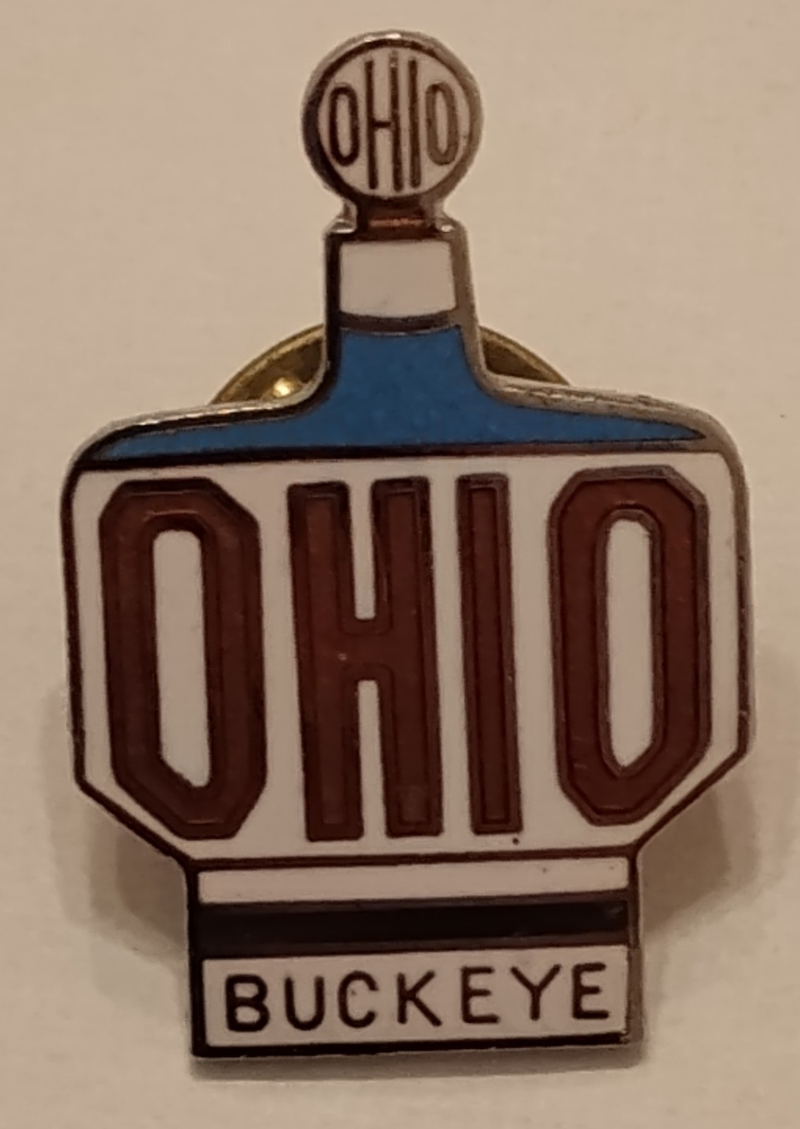Vintage Ohio Buckeye Jim Beam Decanter Bottle Shaped Lapel Pin