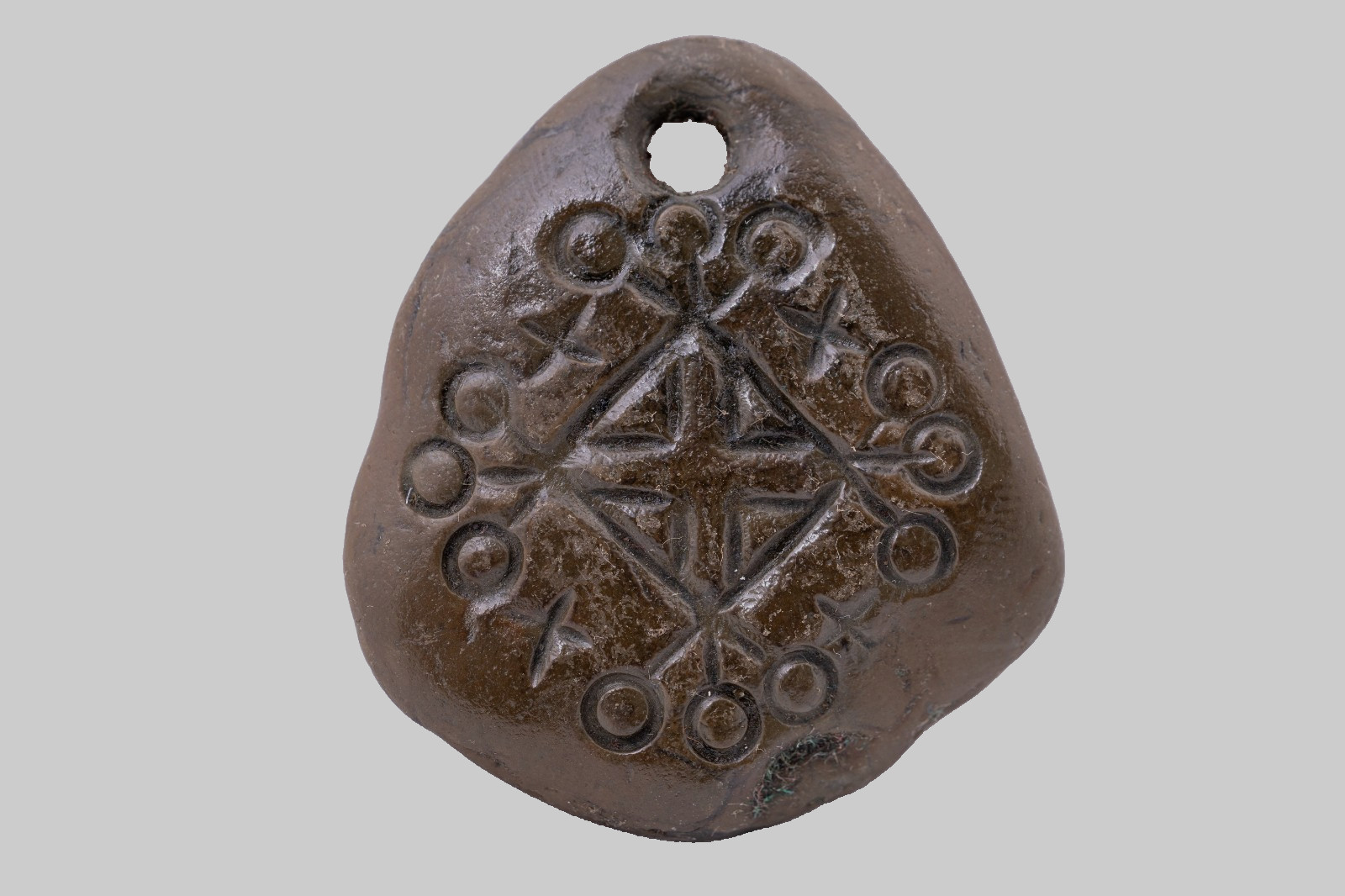Ancient Judea Judaea Cross Geometric Matrix Engraved Stone Medallion Amulet COA
