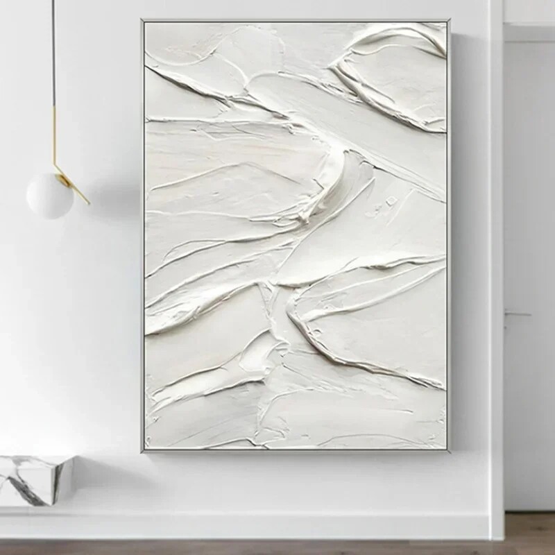 Handmade Painting on Canvas Large White Texture Wall Art Large Landscaping