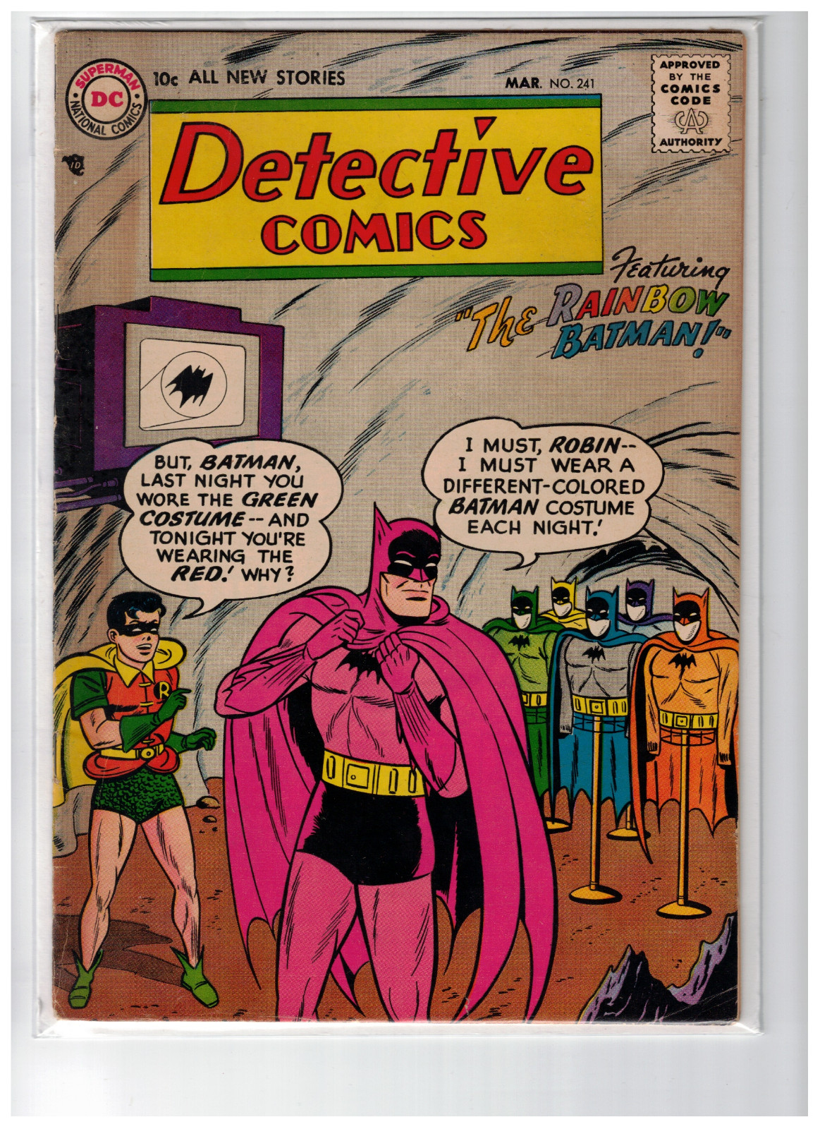 Nice Vtg 1957 DETECTIVE COMICS #241 Classic Rainbow Batman SILVER AGE DC COMIC