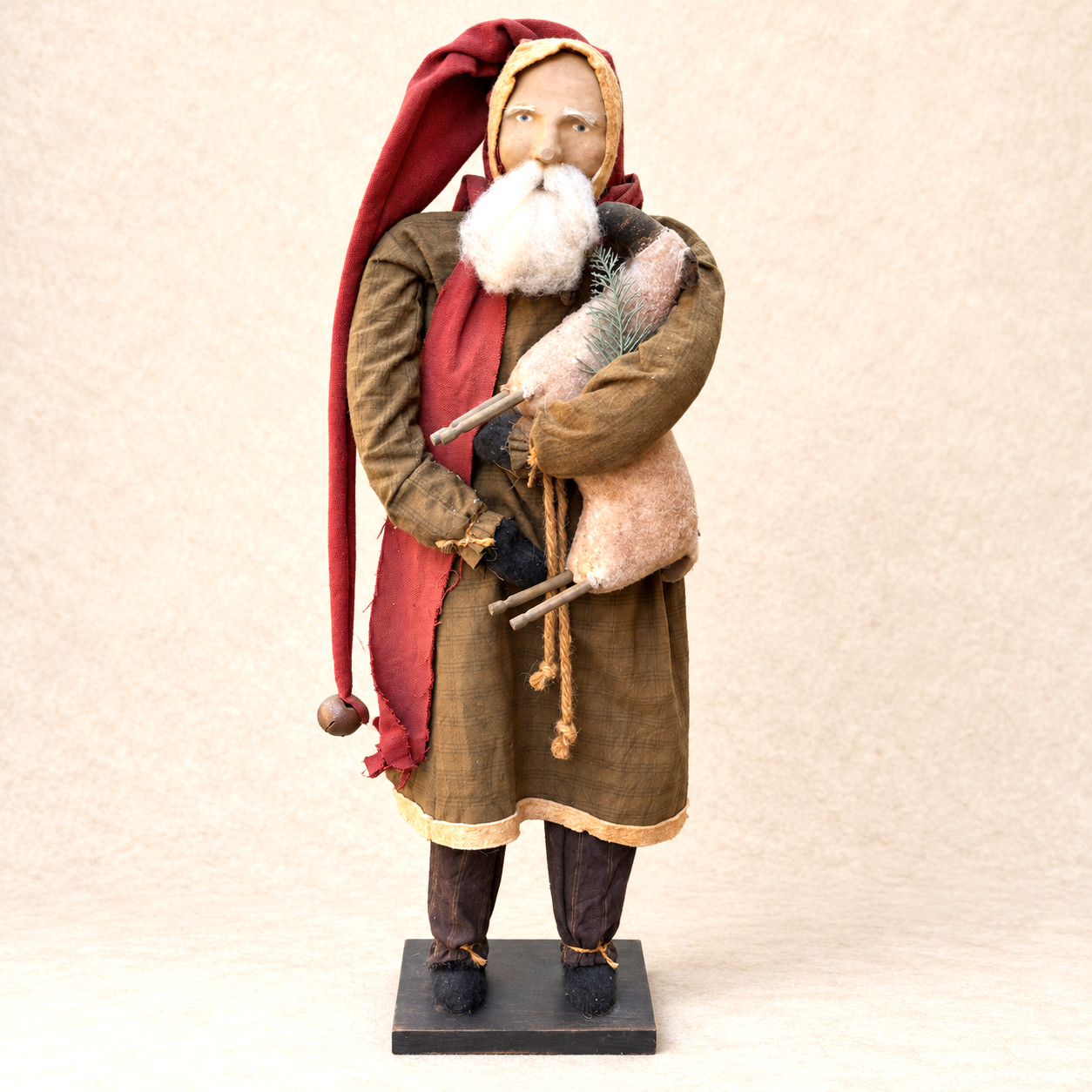 Arnett's Country Store Primitive Santa Sheep Folk Art Christmas Large 29