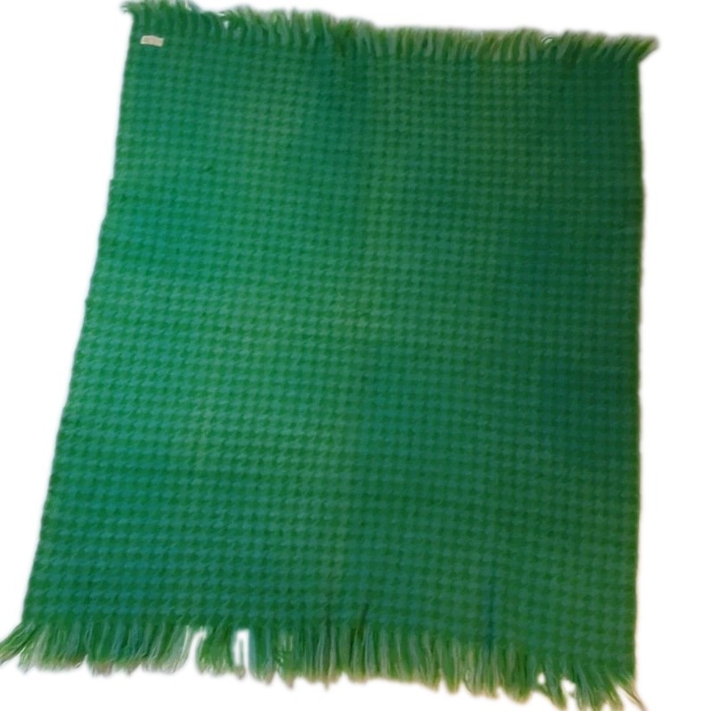 Vintage Wool Pendleton Houndstooth Throw Blanket \'60S Mod Green Teal Vintage Wool Pendleton Houndstooth Throw Blanket \'60S Mod Green Teal