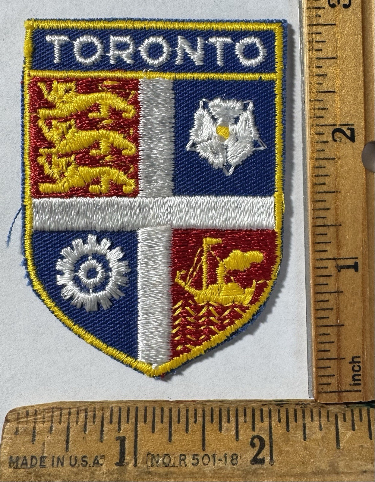 Vintage Toronto Coat Of Arms Iron On Patch Travel Souvenir Ontario Canada