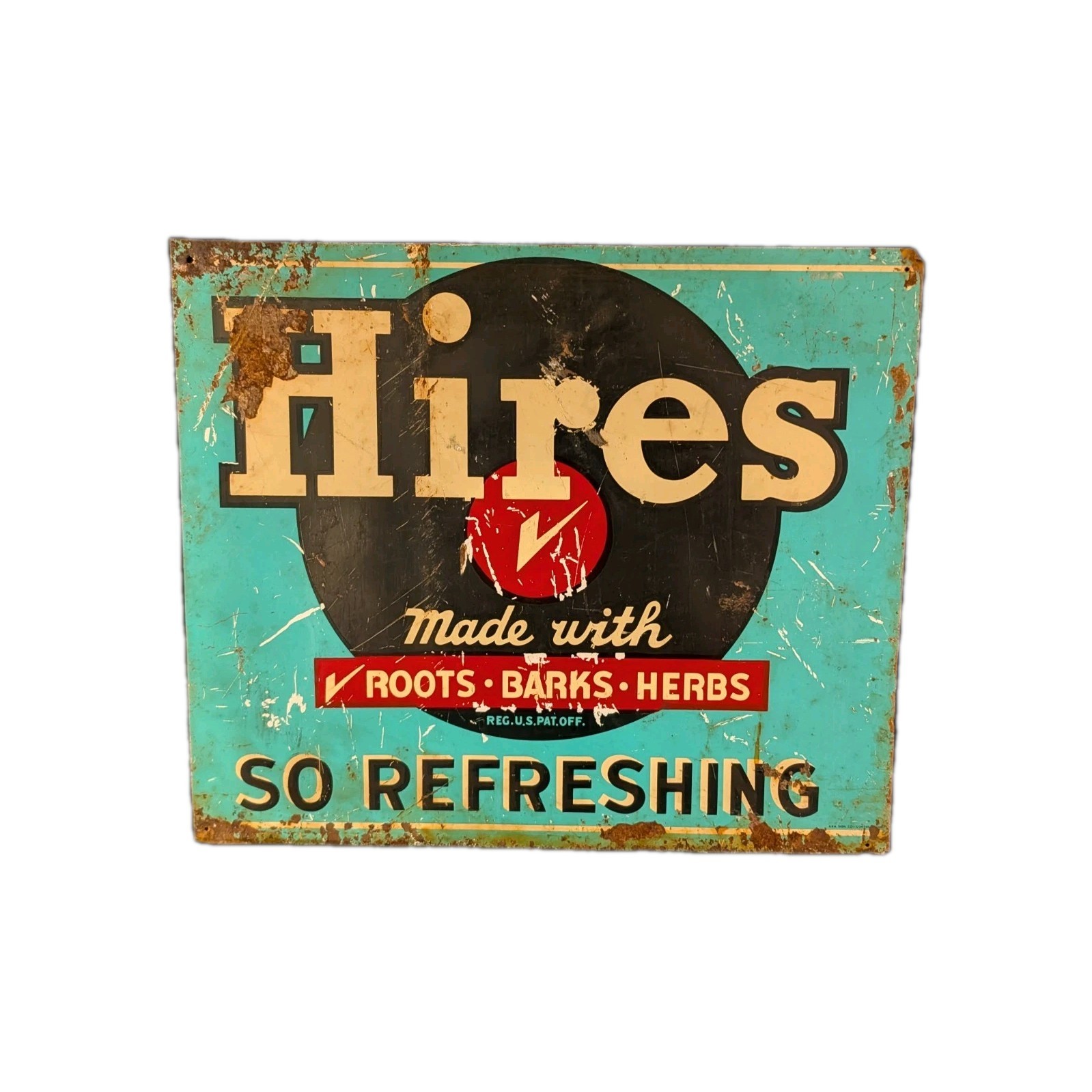 Authentic Vintage 1940’s Hires Root Beer Metal Sign 13 5/8