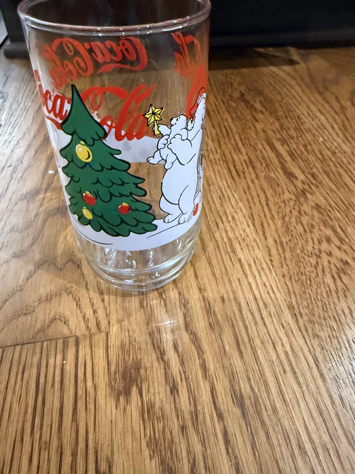 VINTAGE Coca Cola Polar Bear Christmas Glass Indiana Glass 16oz 1993 VINTAGE Coca Cola Polar Bear Christmas Glass Indiana Glass 16oz 1993