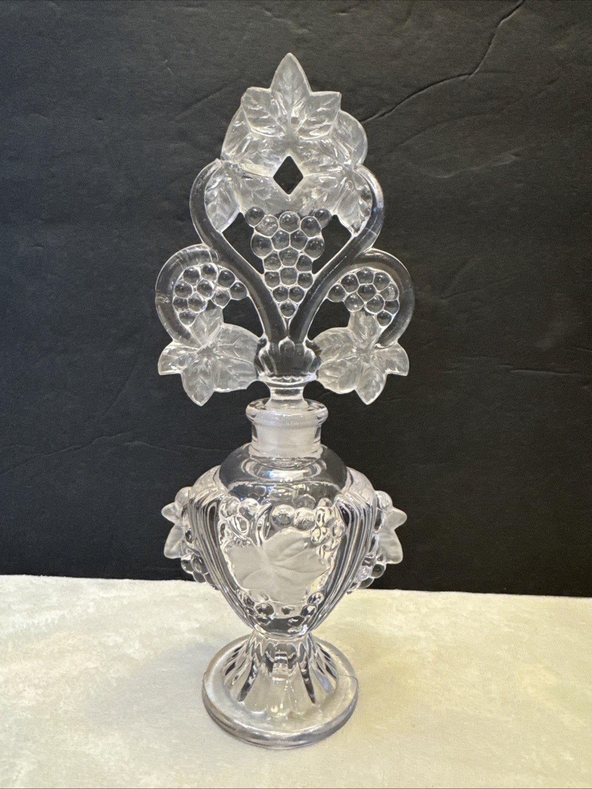 Vintage Irice Art Deco Glass Perfume Bottle Grape Design 1940s