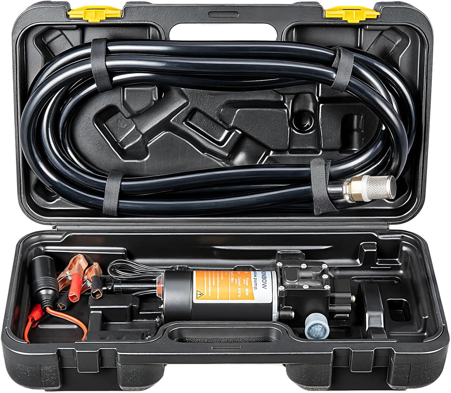12V Fuel Transfer Pump, 90 GPH Electric Gas & Diesel Pump Kit with Carrying Case