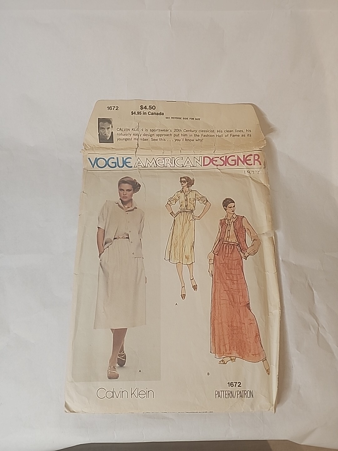 Vtg 1977 Vogue American Designer Calvin Klein Sewing Pattern 1672 Uncut DIY Vtg 1977 Vogue American Designer Calvin Klein Sewing Pattern 1672 Uncut DIY