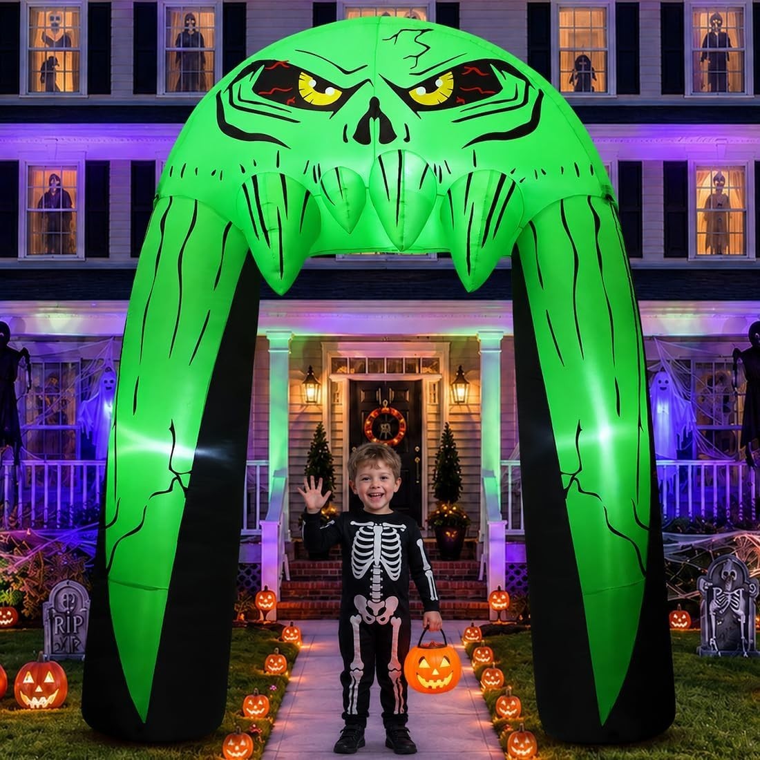 10 FT Halloween Monster Mouth Arch Inflatable LED Outdoor Yard Decoration Blow 10 FT Halloween Monster Mouth Arch Inflatable LED Outdoor Yard Decoration Blow