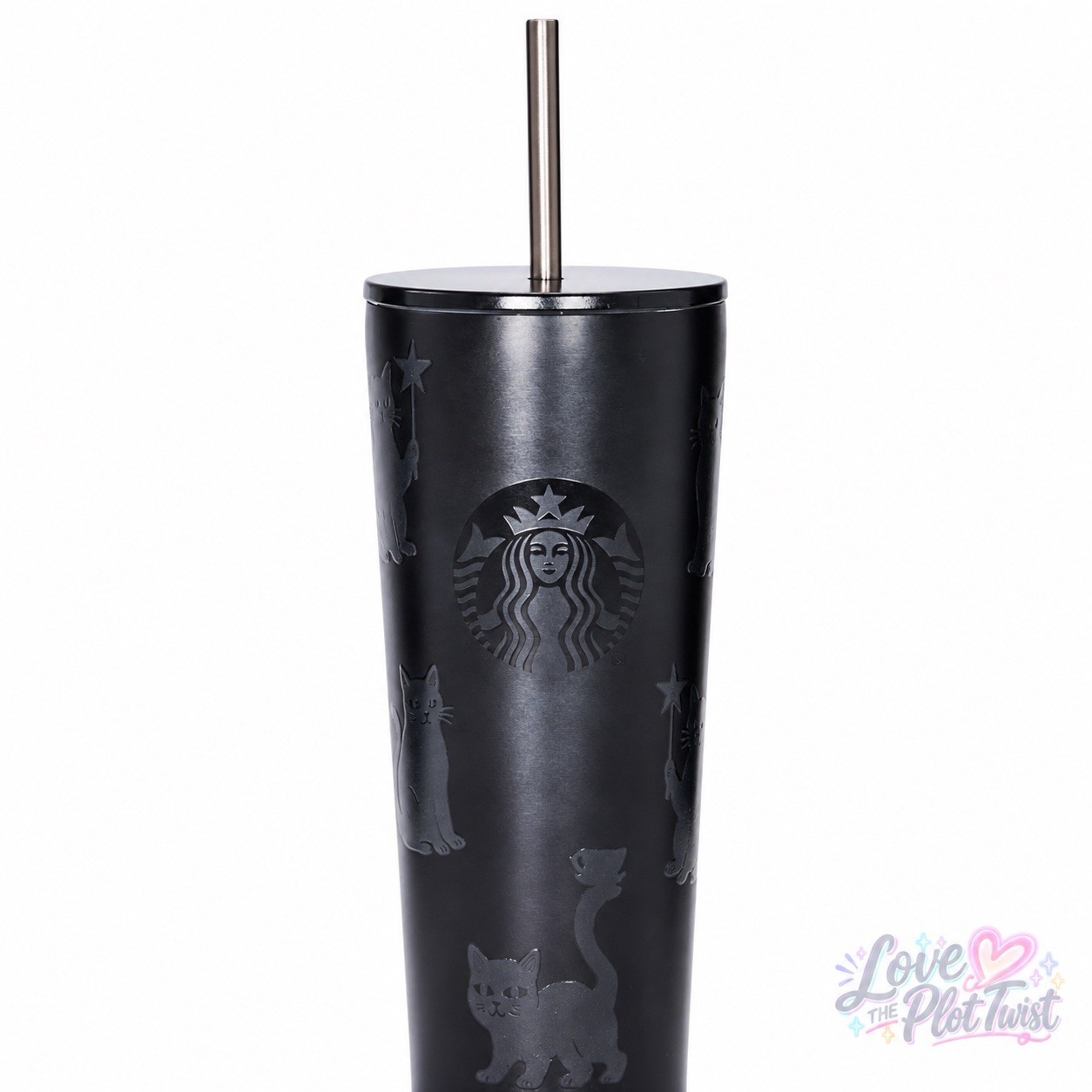 Starbucks Black Cat Glow in the Dark Stainless Steel Tumbler Halloween Lid Straw