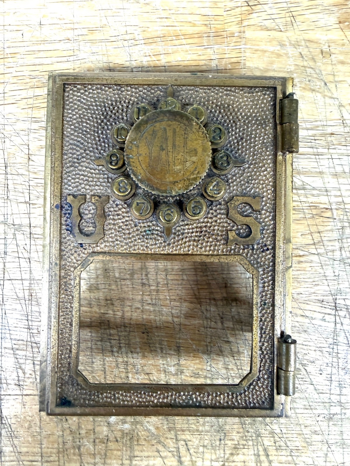 Antique Yale US Post Office Box Door RARE Push Button #1 Size AS IS READ