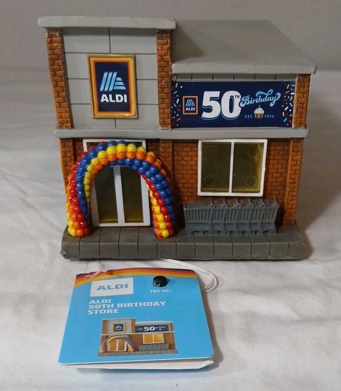 ALDI 50th Birthday Store Light Up Building Figurine 50th Anniversary Limited New ALDI 50th Birthday Store Light Up Building Figurine 50th Anniversary Limited New