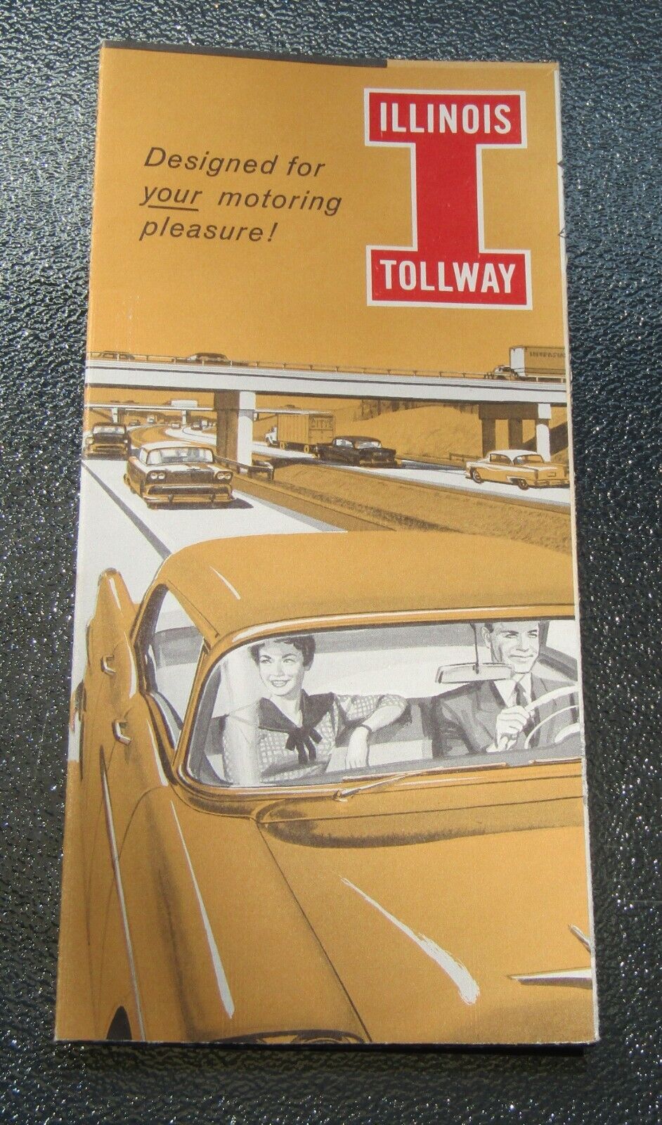 1958 Illinois Tollway Map 187 Miles Designed For Your Motoring Pleasure UNUSED