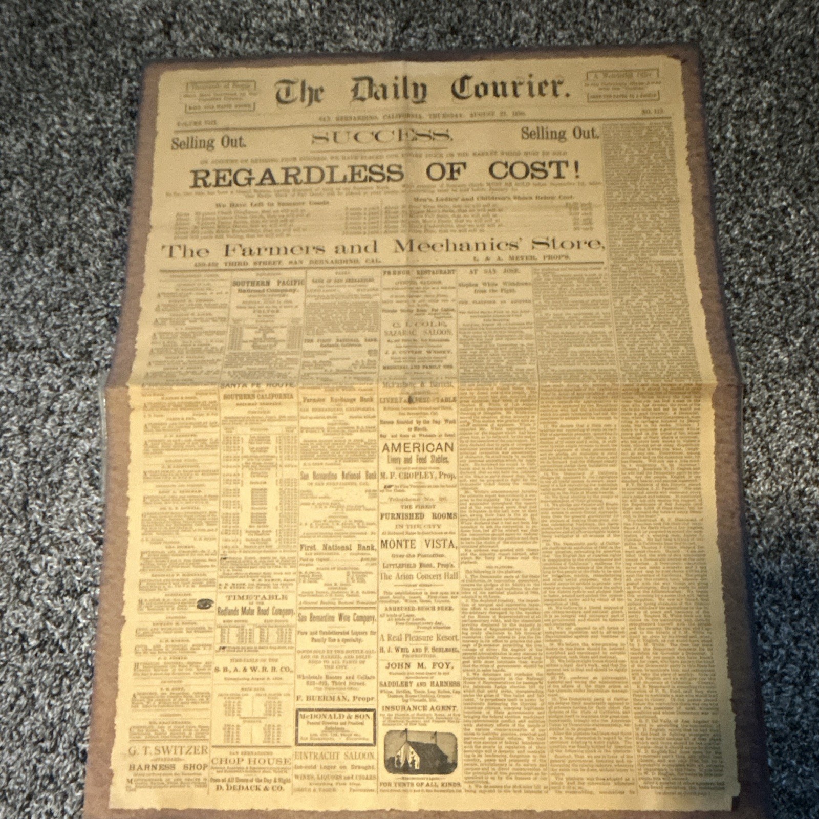 The Daily Courier San Bernardino, CA Newspaper - Aug 21, 1890