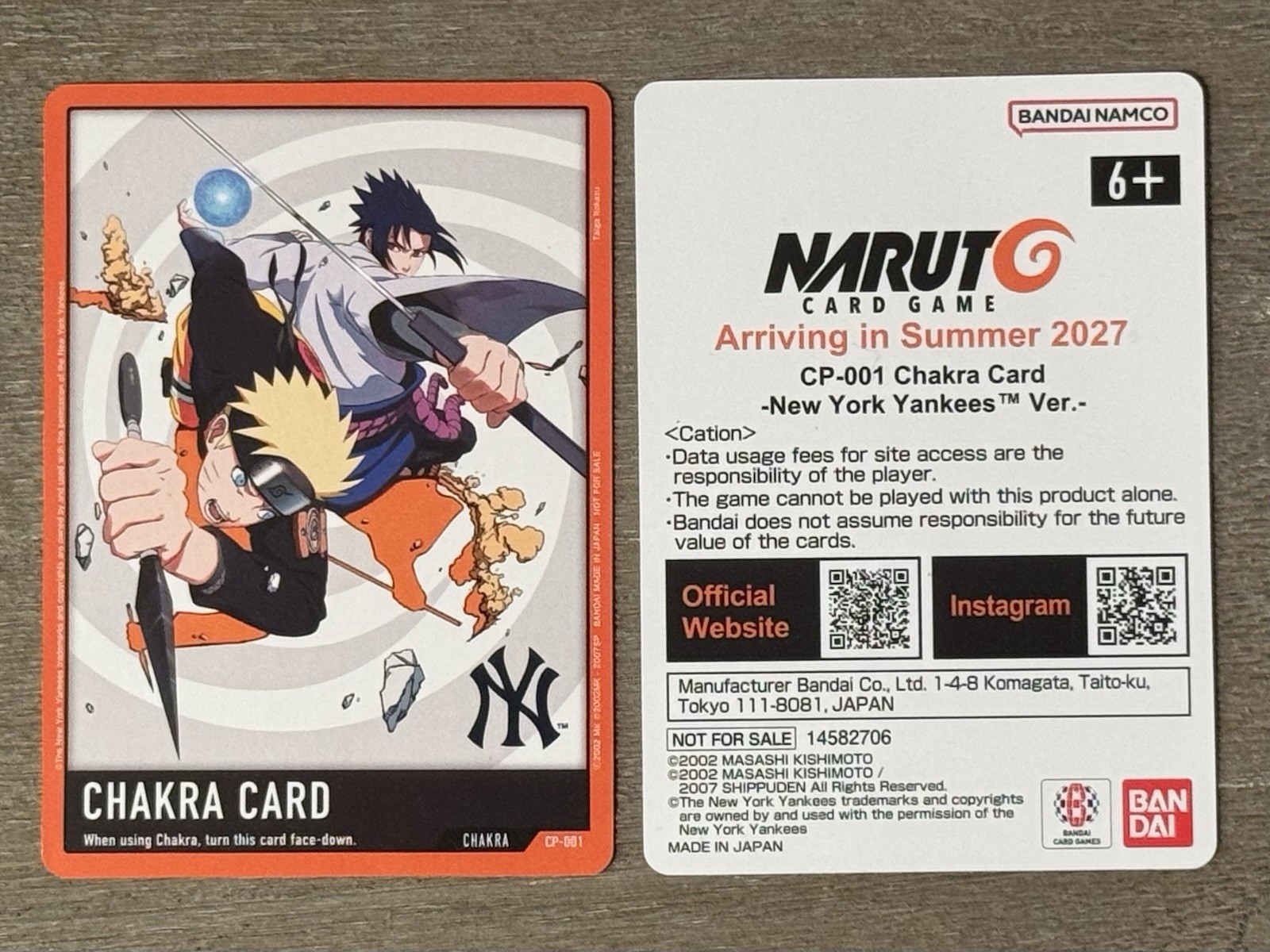 NARUTO x NY Yankees CP-001 Chakra Card 2026 Exclusive Yankee Stadium Promo card