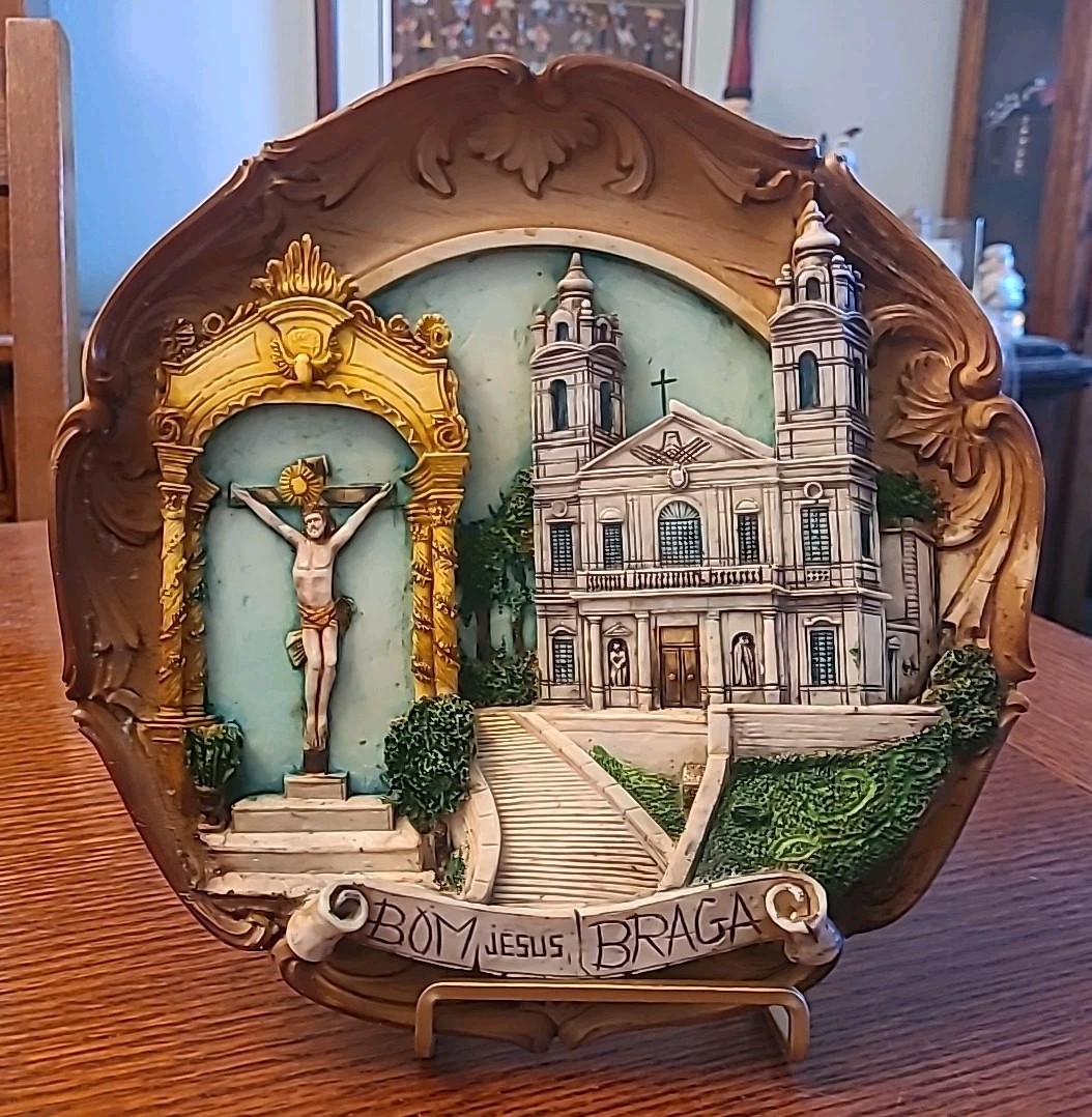 Vintage Bom Jesus do Monte Souvenir Wall Plaque – Braga, Portugal – Religious...