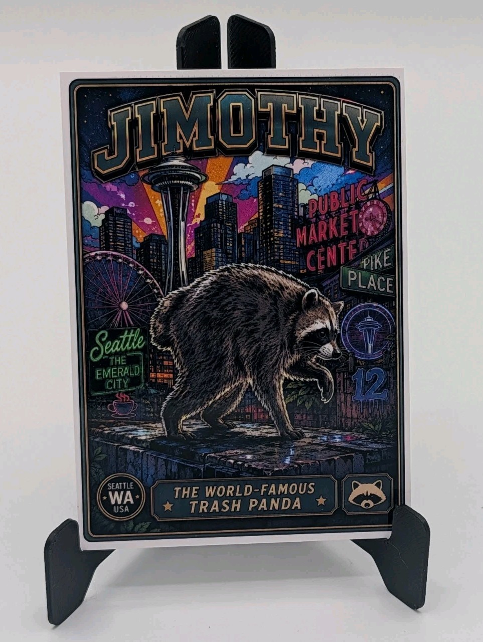 Jimothy ACEO Custom Card - Seattle Raccoon Art