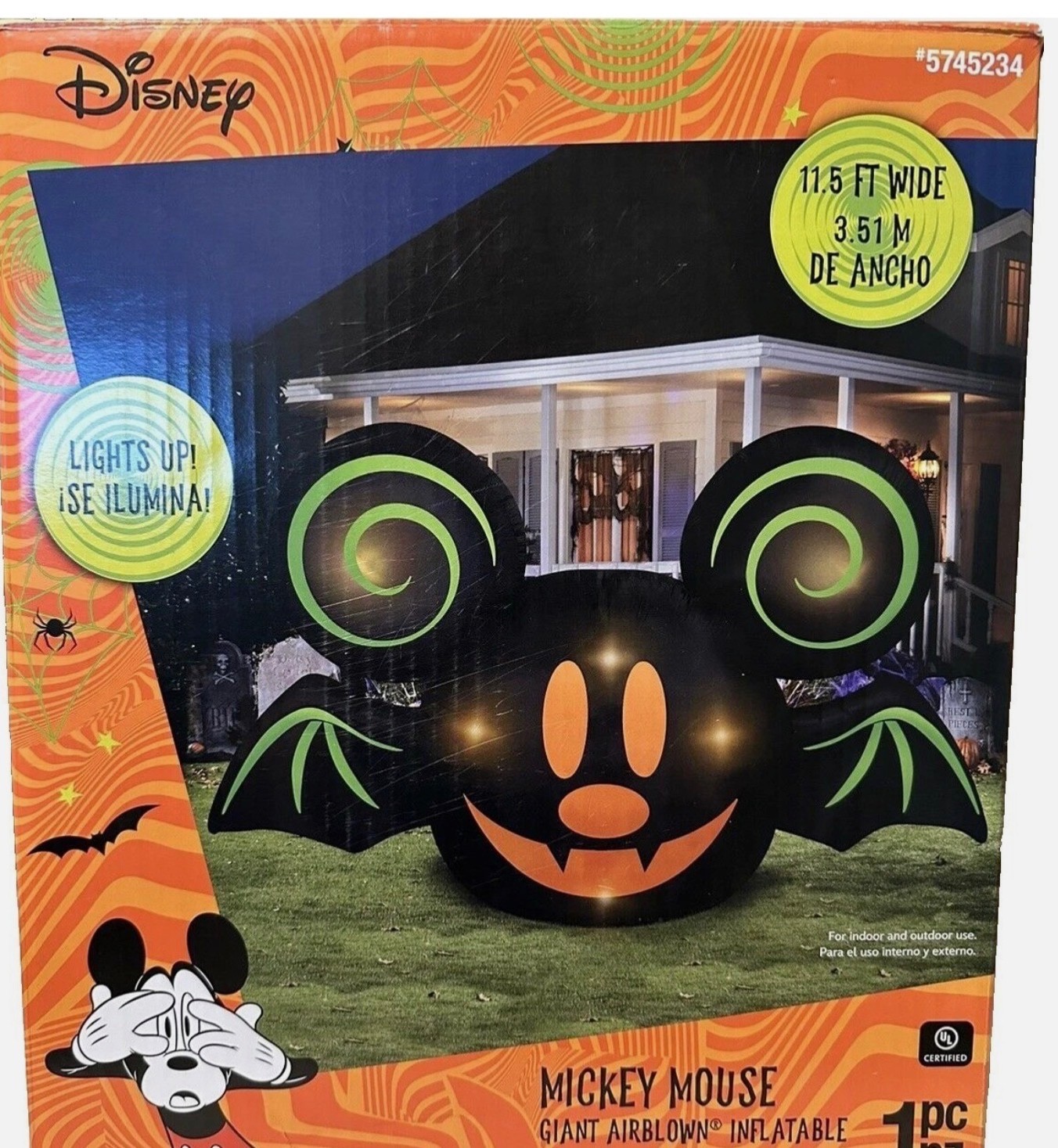 SEALED GEMMY 11.5 FT Wide DISNEY'S MICKEY MOUSE BAT Giant Halloween YARD DECOR SEALED GEMMY 11.5 FT Wide DISNEY'S MICKEY MOUSE BAT Giant Halloween YARD DECOR