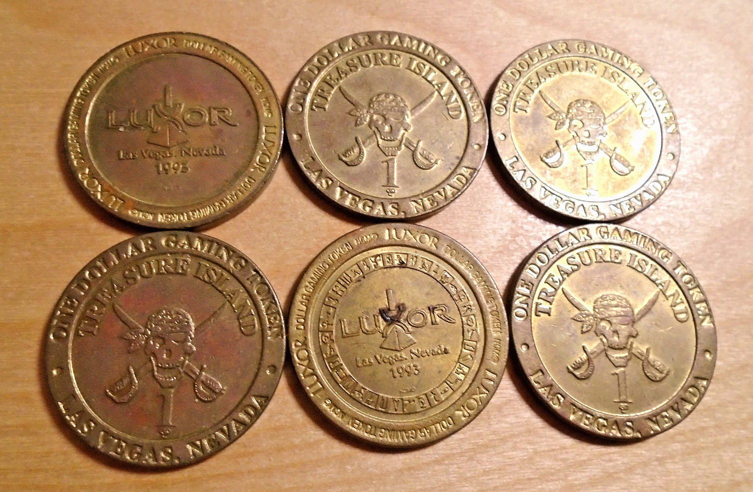 Collection of Las Vegas Casino 1 Dollar Gaming Tokens
