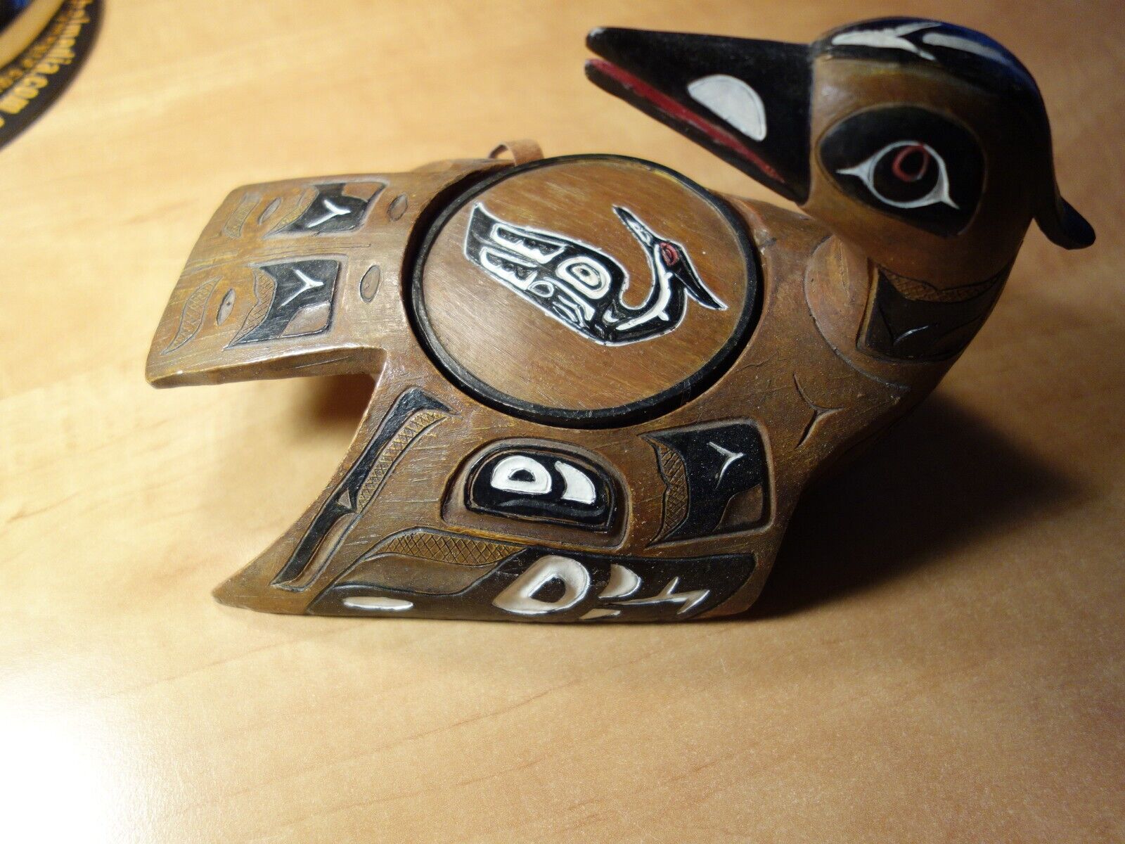 Beautifull and UNIQUE HAIDA Ceramic/Clay Raven Coasters with RAVEN Holder, NICE