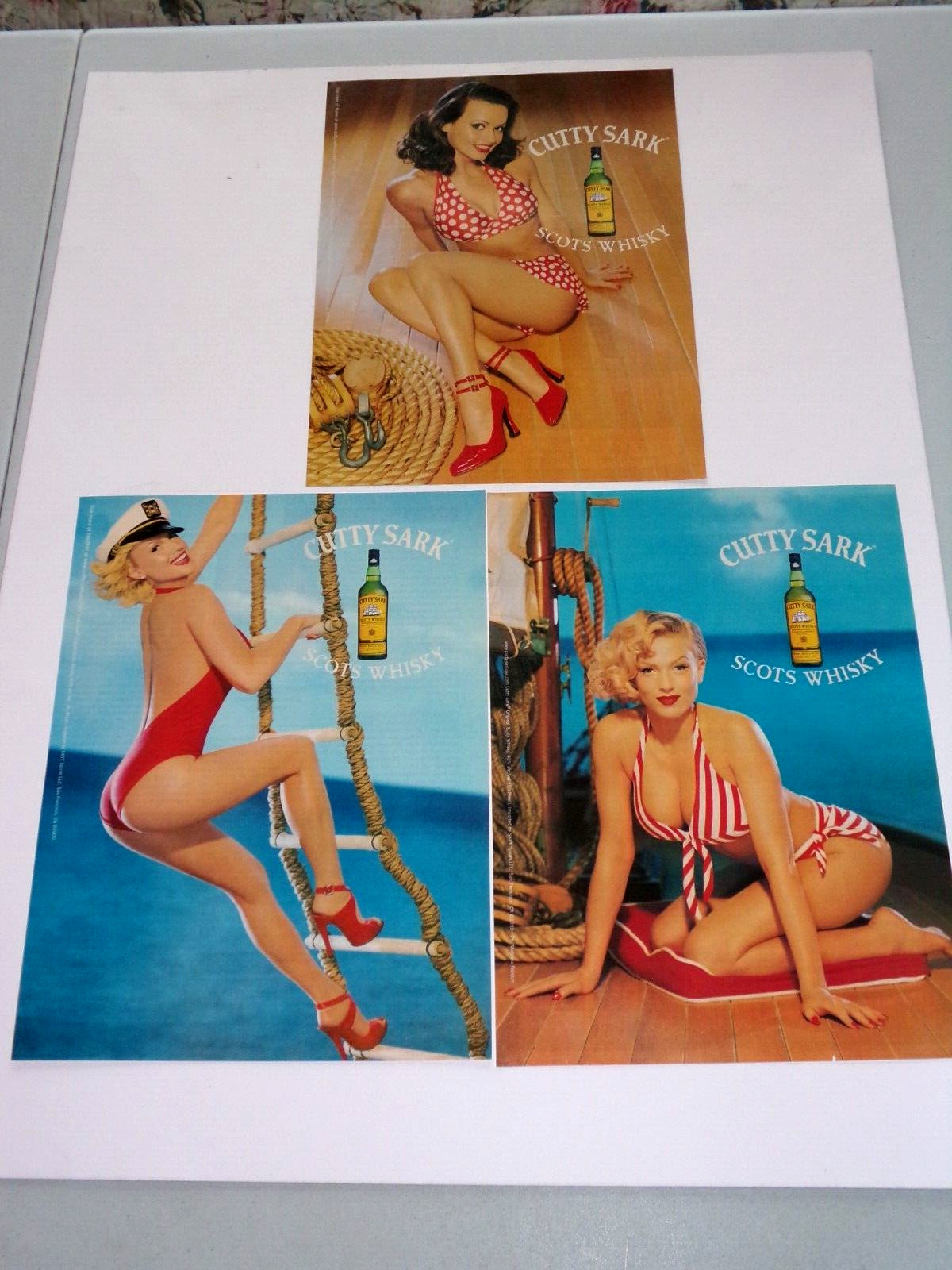 3 Cutty Sark Scots Whisky Ads Beautiful Women  GreatMan Cave Items