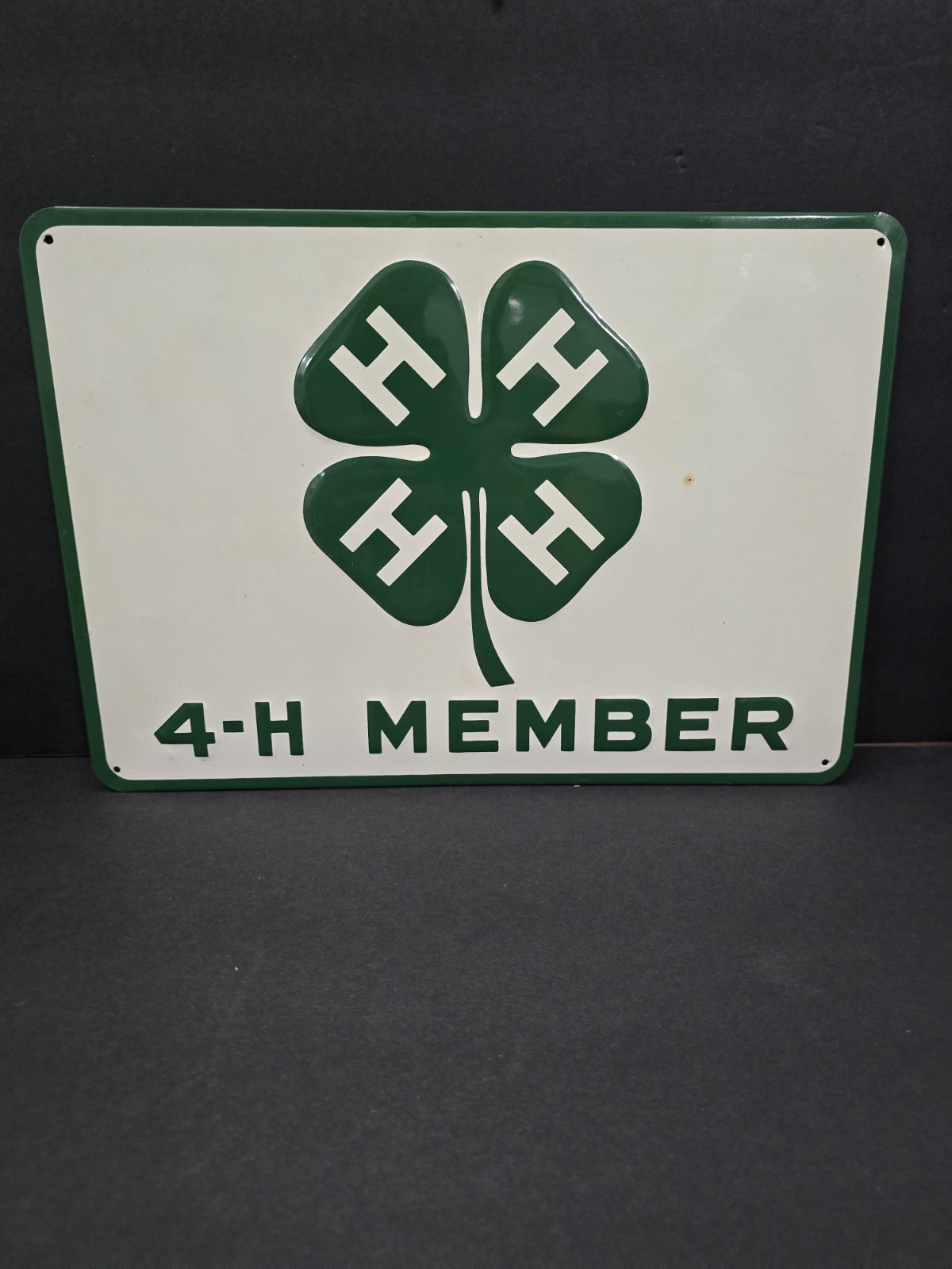 Vintage 4-H Member Embossed Metal Sign 14x10 Clover Farm Agriculture Vintage 4-H Member Embossed Metal Sign 14x10 Clover Farm Agriculture