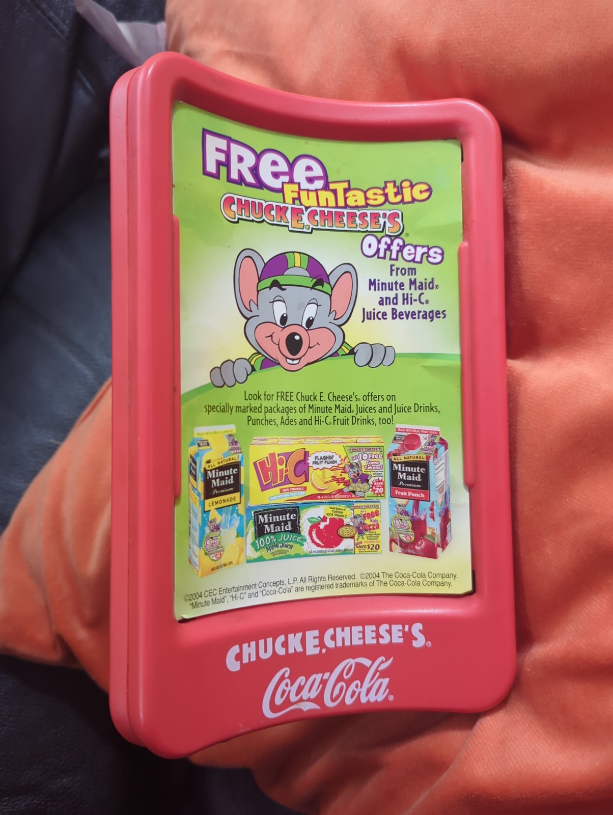 Chuck E. Cheese’s Vintage Three Side Plastic Table Signs Coca Cola Advertising 
