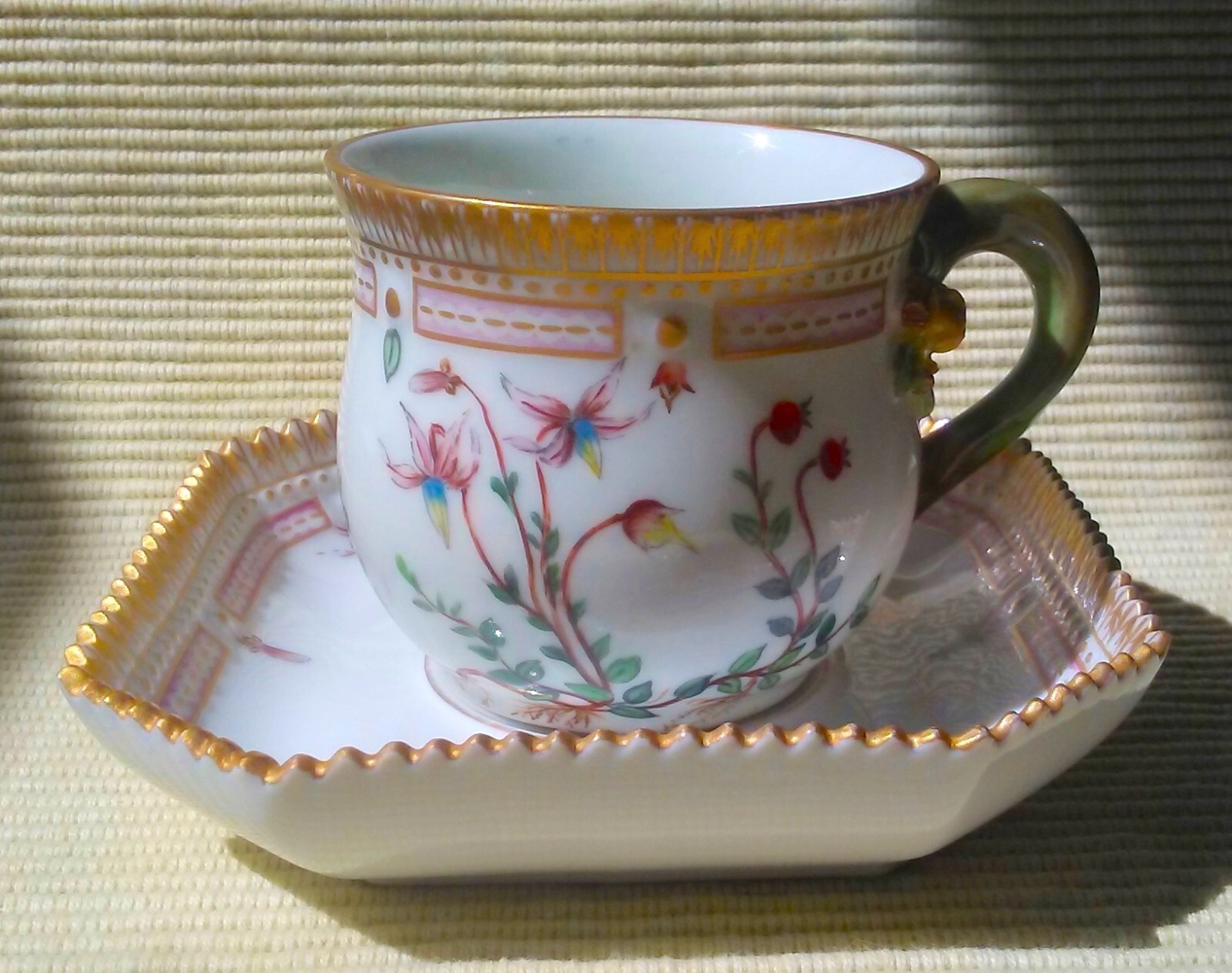Vintage, Genuine Flora Danika Demitassse Cup and Saucer Set- Perfect Condition