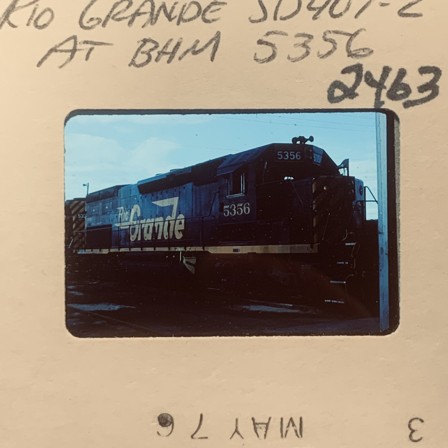 Original 1976 Rio Grande SD40T-2 Locomotive 5356 Train Railroad 35mm Slide