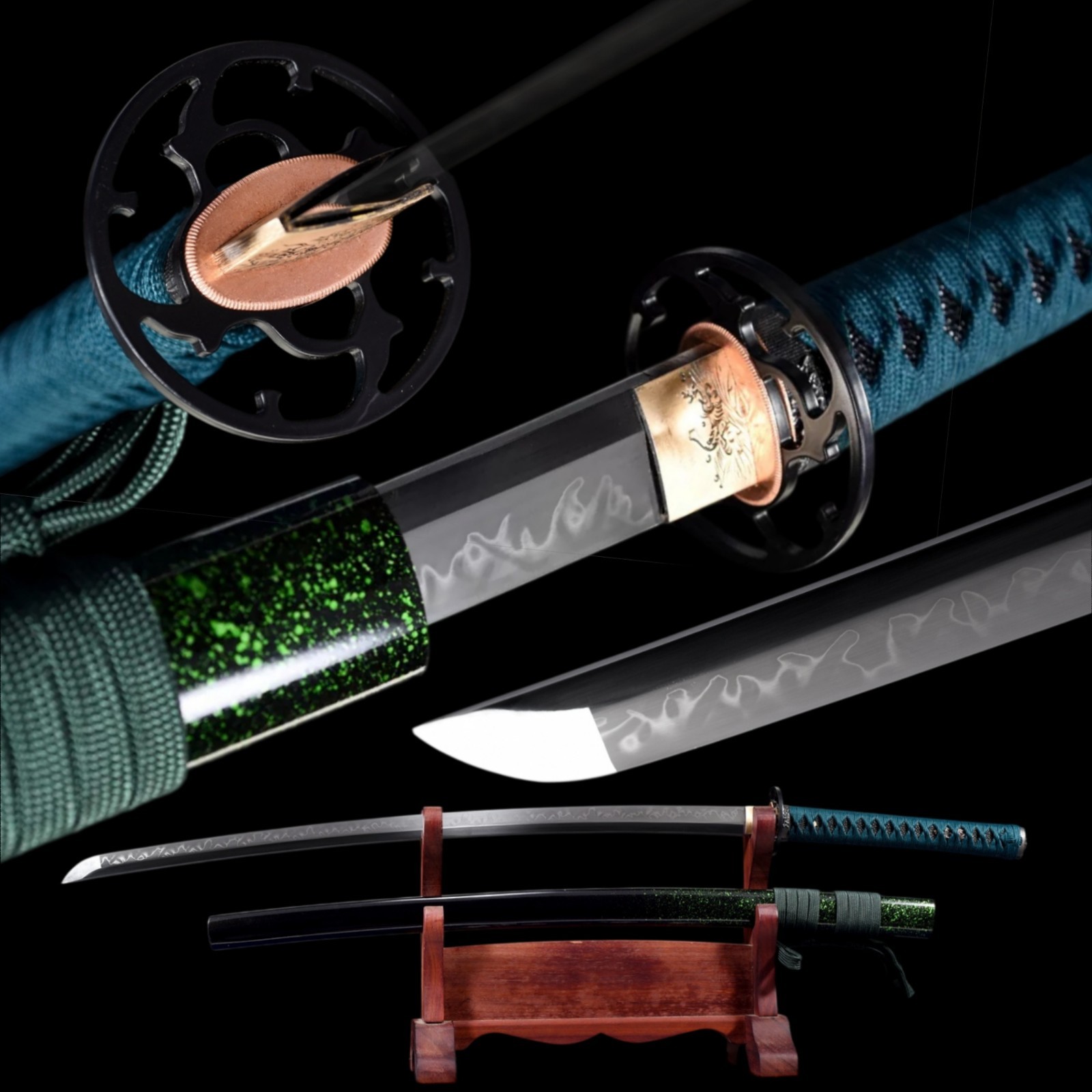 Japanese Katana Jade Shadow Hand Forged T10 Steel Clay Tempered Full Tang Japanese Katana Jade Shadow Hand Forged T10 Steel Clay Tempered Full Tang