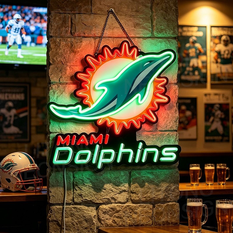 US STOCK Miami Dolphins LED Neon Sign 15.5