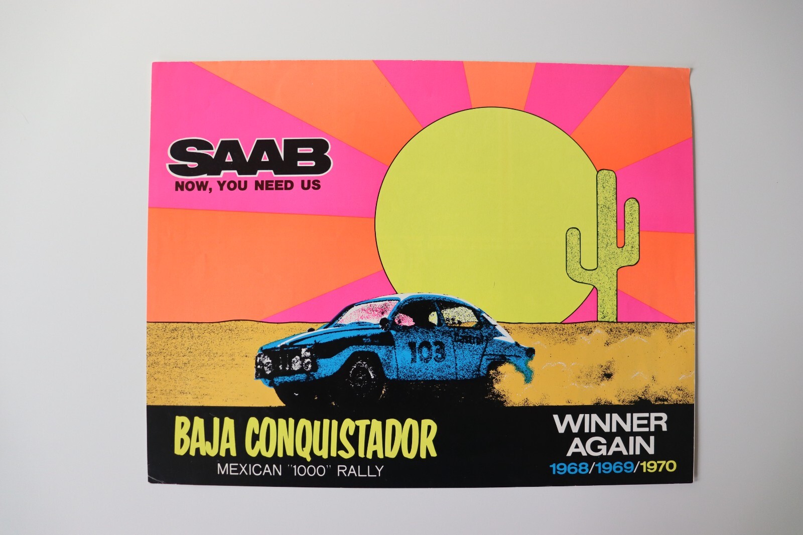 Rare 1970 SAAB 96 Baja Conquistador Mexican 1000 Rally Catalog Brochure Rare 1970 SAAB 96 Baja Conquistador Mexican 1000 Rally Catalog Brochure