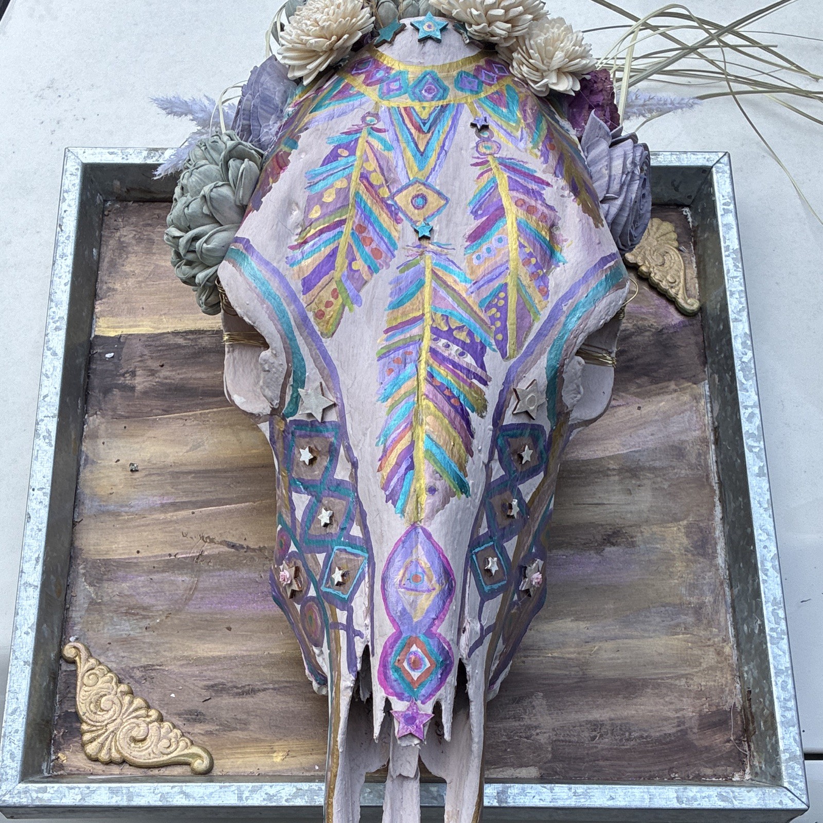 Authentic Hand Painted Cow Skull Authentic Hand Painted Cow Skull