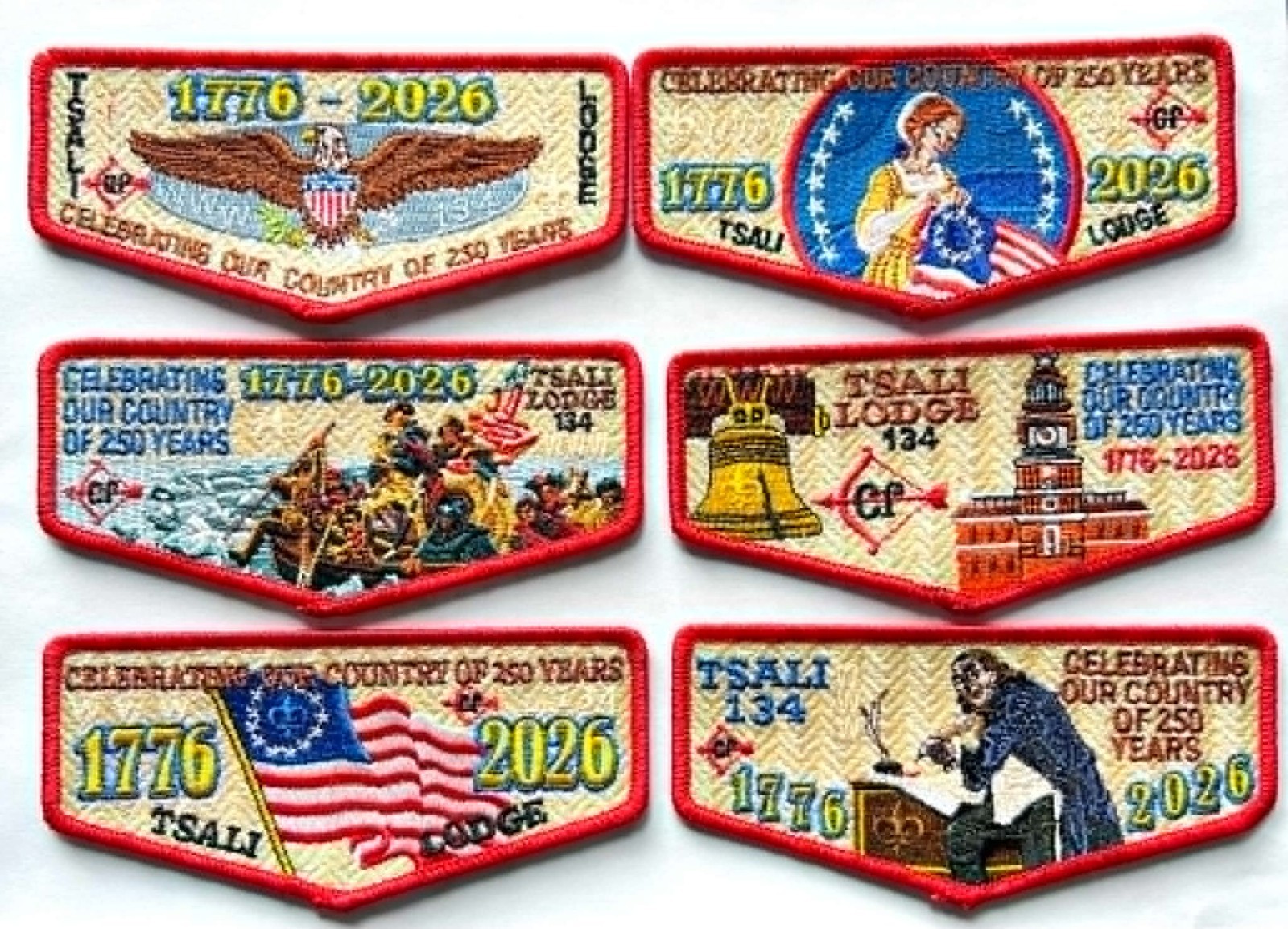 OA LODGE 134 TSALI Six FLAP set USA 250th Semiquincentennial America 2026 OA LODGE 134 TSALI Six FLAP set USA 250th Semiquincentennial America 2026
