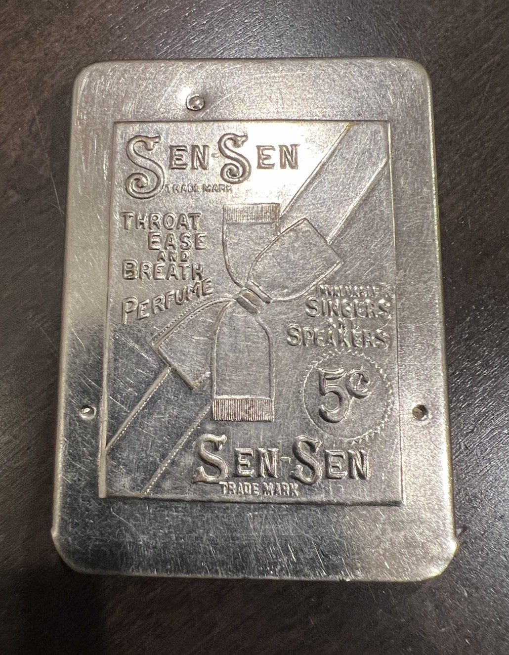 Antique 1912 RARE “Sen-Sen Confection” Metal Bank, Made In Newark, NJ Antique 1912 RARE “Sen-Sen Confection” Metal Bank, Made In Newark, NJ