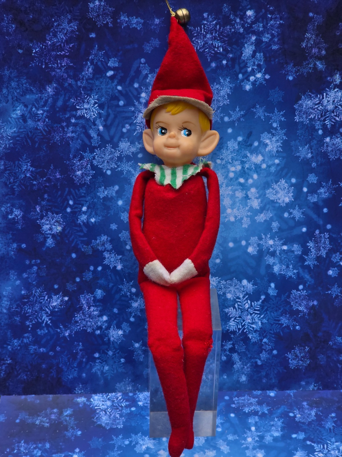 Vintage 1960s RED Christmas Pixie Elf Ornament Knee Hugger Japan Vintage 1960s RED Christmas Pixie Elf Ornament Knee Hugger Japan