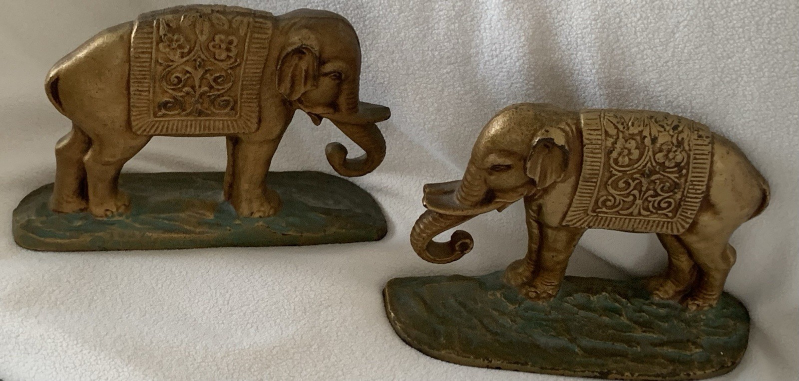 ANTIQUE RARE A.M.GREENBLATT STUDIOS/BOSTON/1927 CAST IRON ELEPHANT PR. BOOKENDS