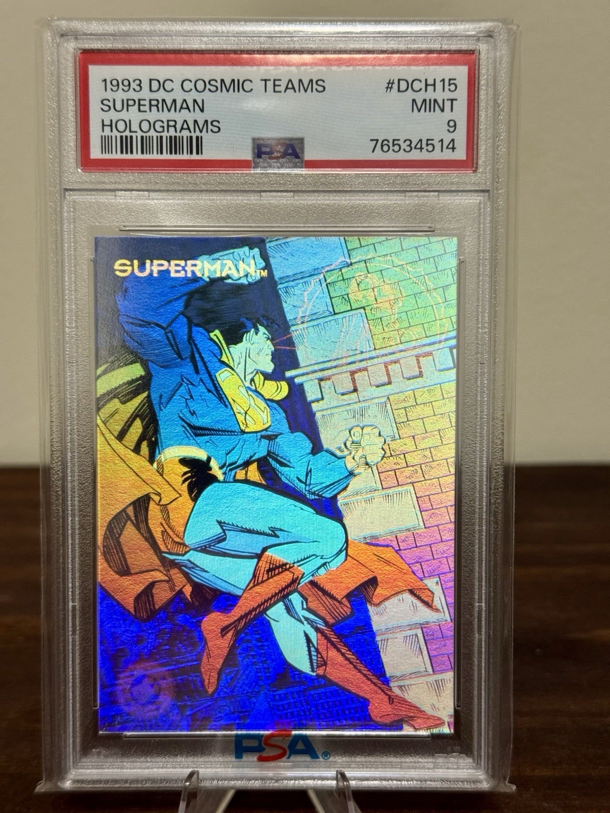 1993 SKYBOX DC COSMIC TEAMS HOLOGRAMS SUPERMAN PSA 9 NONE HIGHER Insert LOW POP 1993 SKYBOX DC COSMIC TEAMS HOLOGRAMS SUPERMAN PSA 9 NONE HIGHER Insert LOW POP